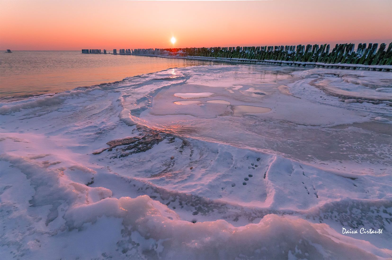 sunset,seascape,ice,frost, Daiva Cirtautė