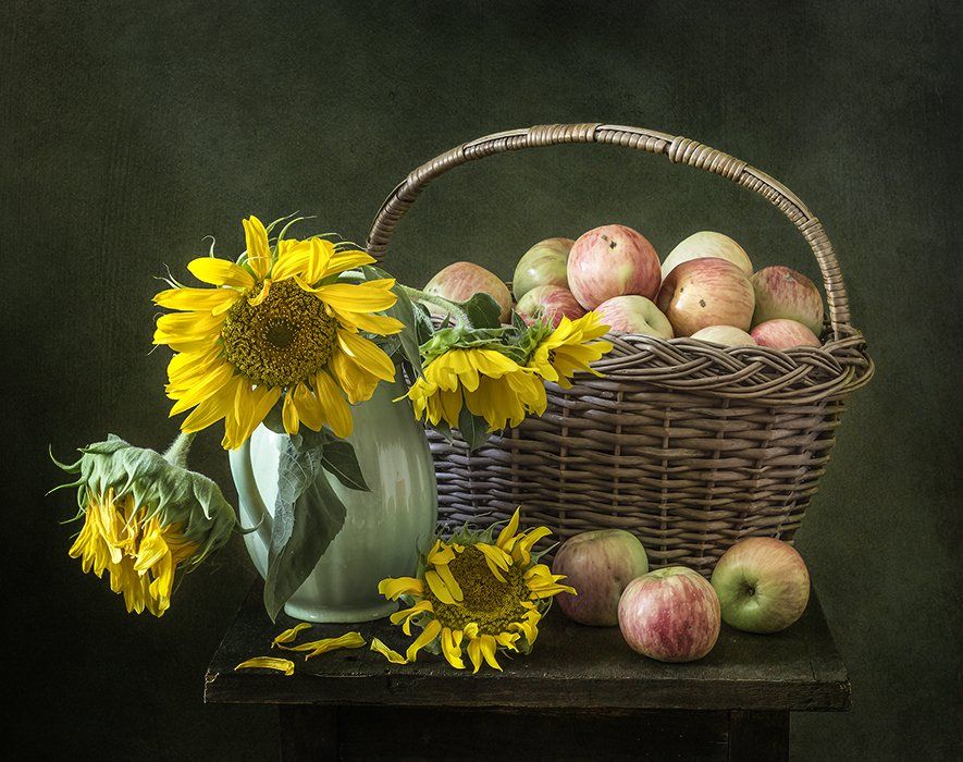 натюрморт, яблоки, цветы, фрукты, still life, Оля
