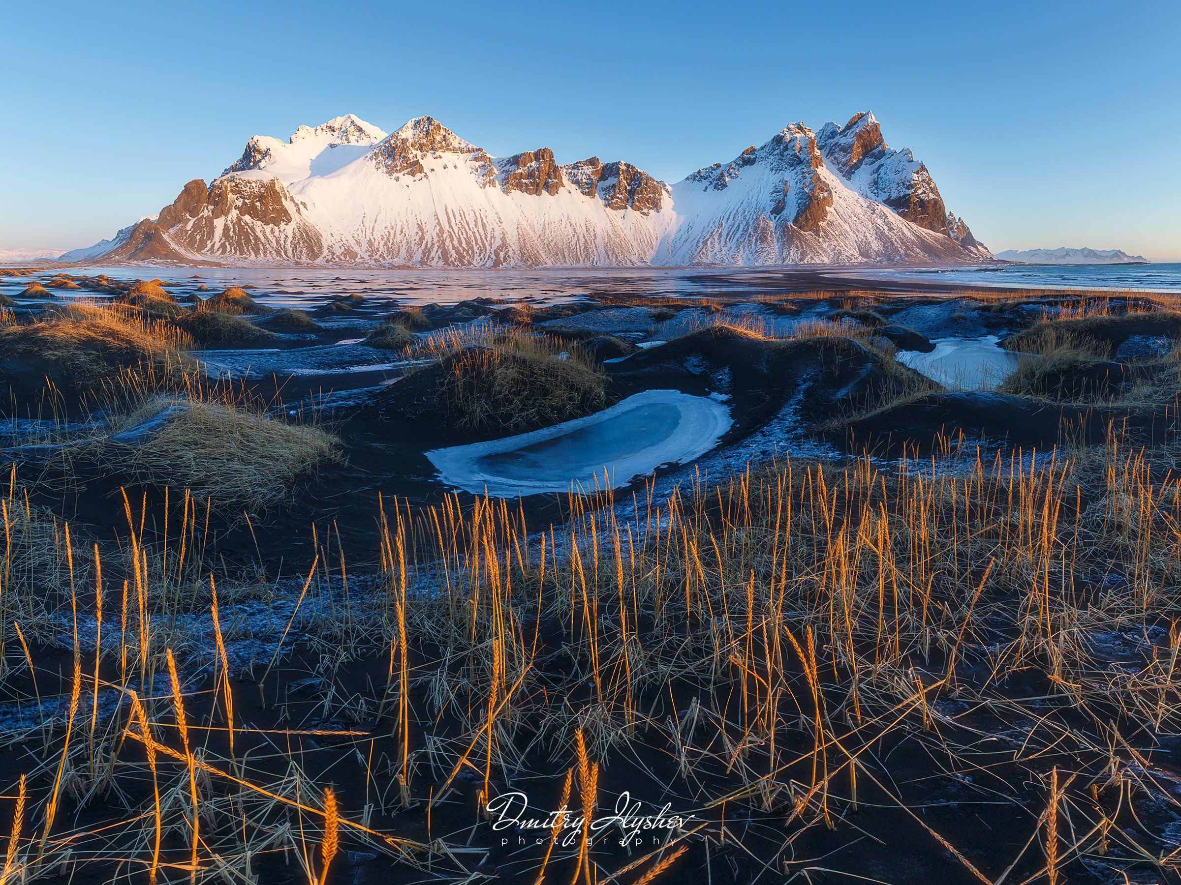Исландия, пейзаж, утро, вестрахорн, природа, болота, горы, лед, морозное утро, landscape, nature, Iceland, vestrahorn,panoramic, ilyshevphoto, Dmitry Ilyshev