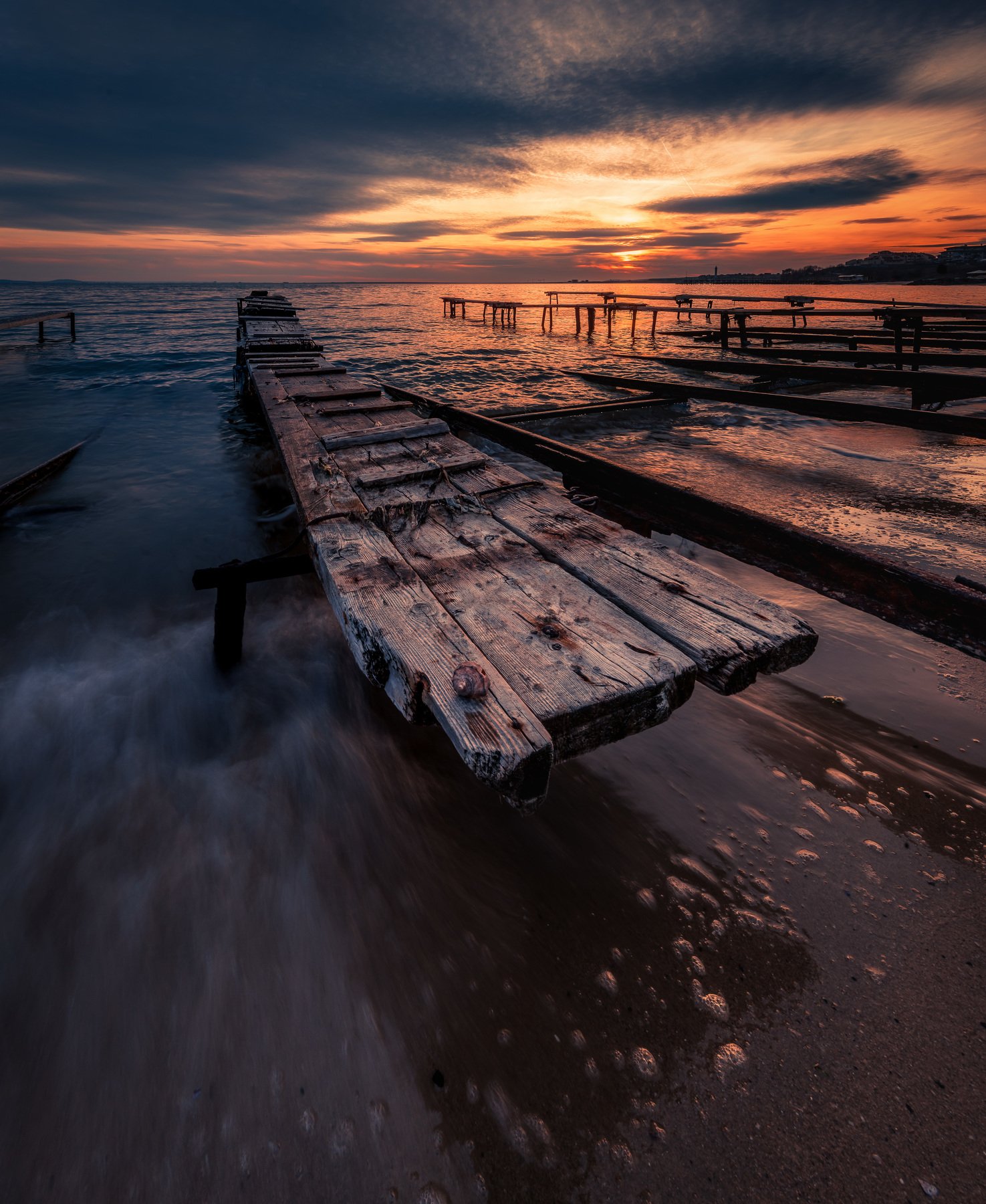 sea,sunset,pier,water,wave,sky,sun,outdoor,landscape,beautiful, Jeni Madjarova