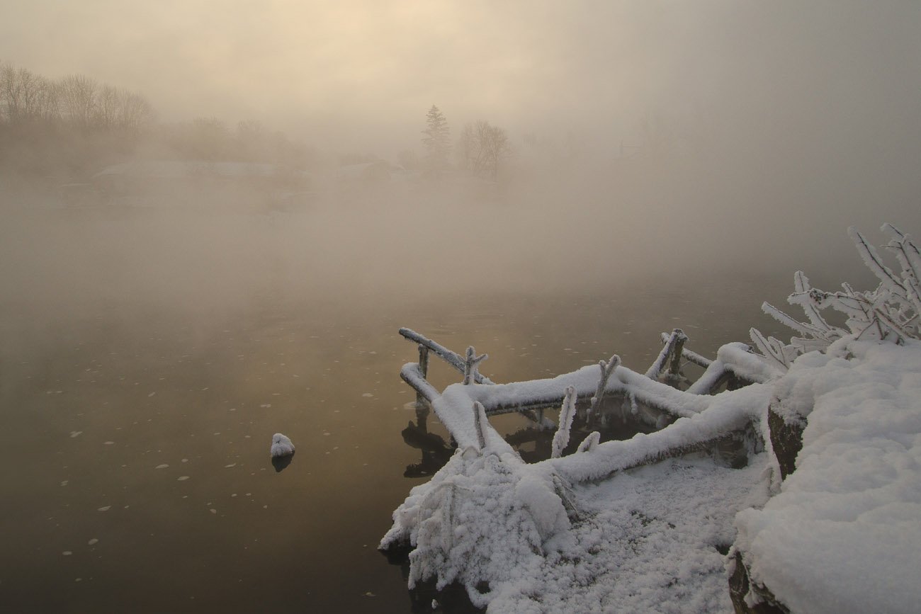 зима, озеро, горячка, Михаил Агеев