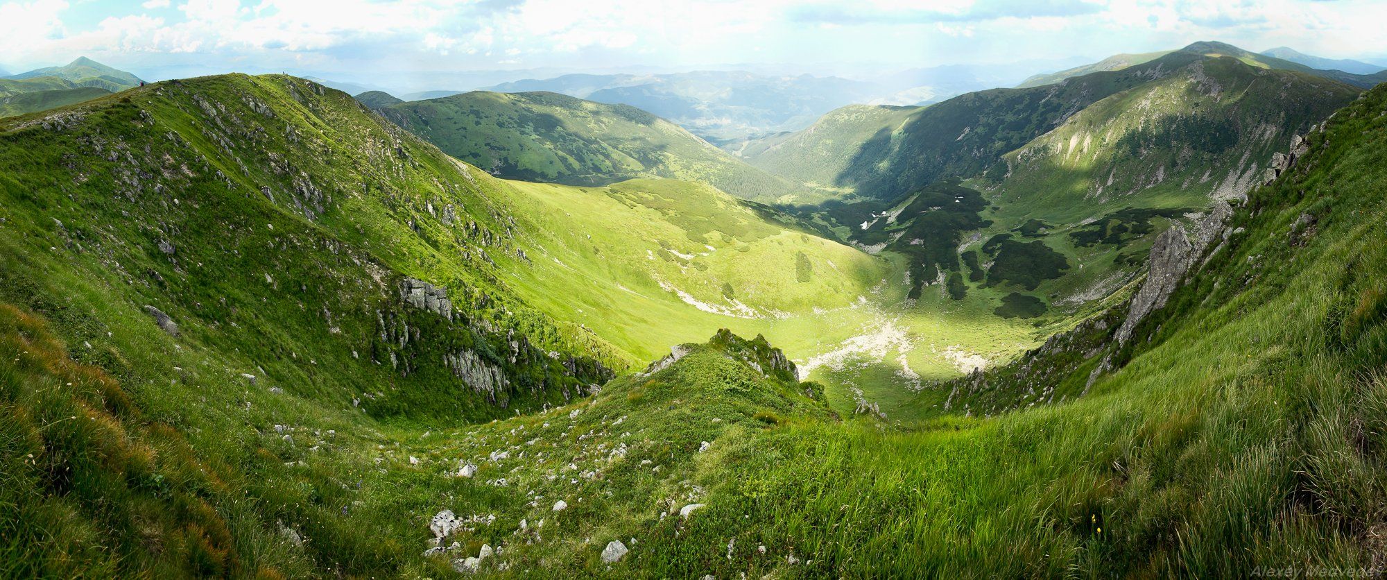  	горы,  Карпати, полонина, скеля, сонце, Чорногора, Карпаты, панорама,, Алексей Медведев