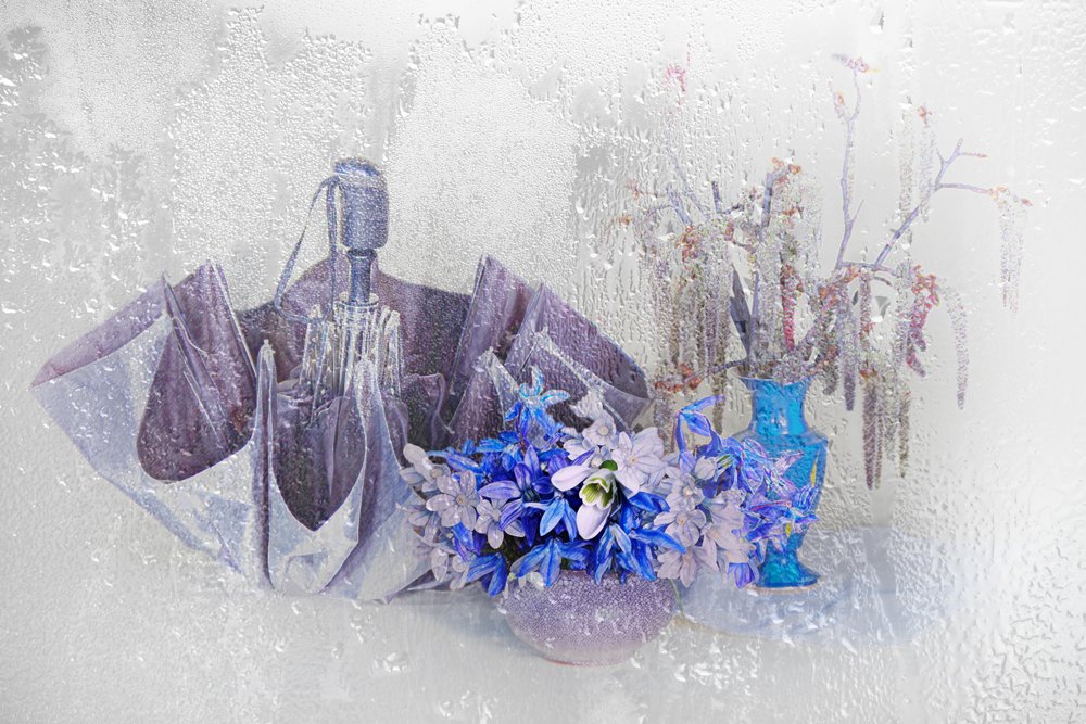 весна, перво цветы, натюрморт , зонтик ,, Вера  Павлухина