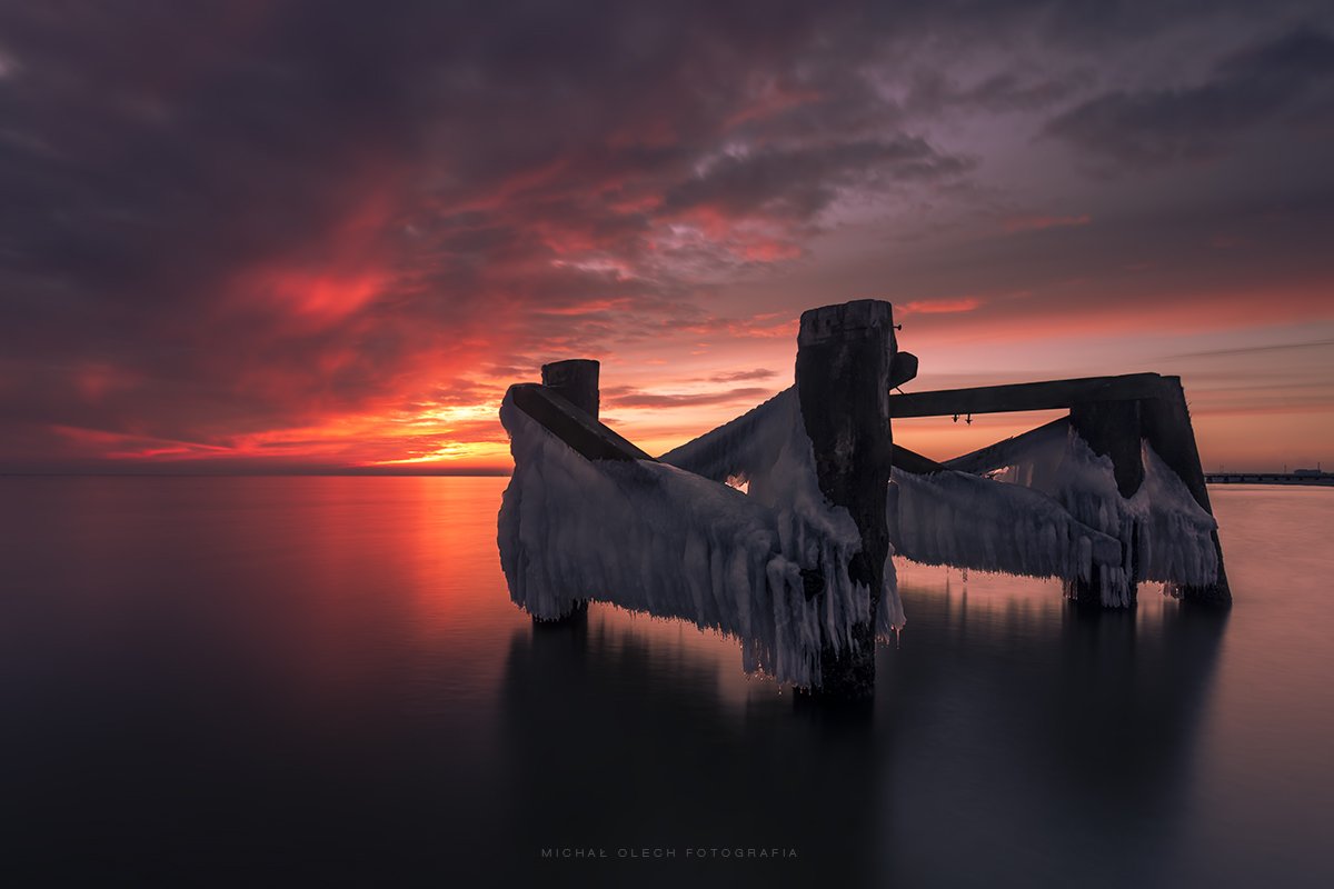 balticsea, poland, sea, winter, ice, snow, dawn, dusk, sunset, sunrise, Michal Olech