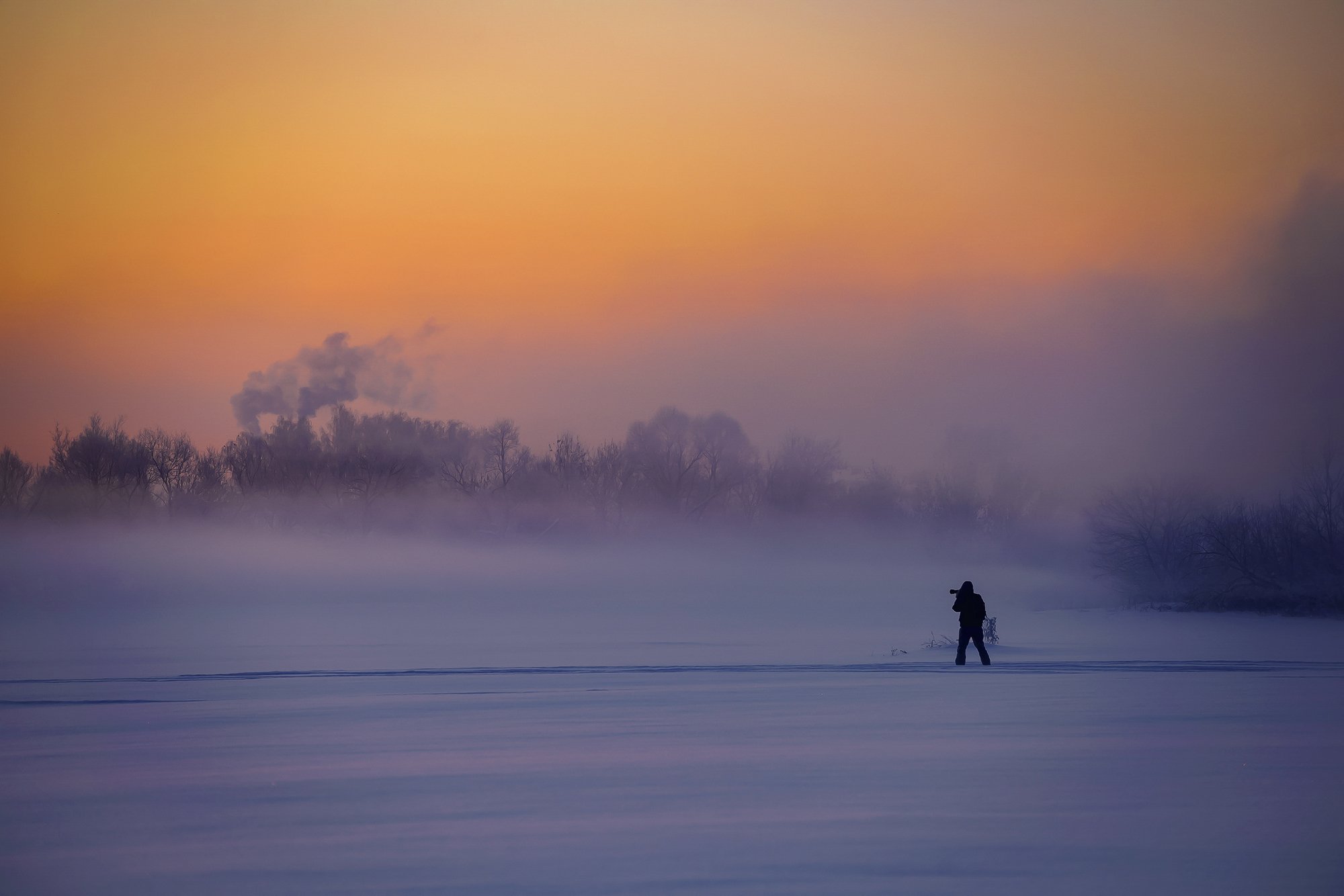 мороз, утро, туман, восход, Владимир Штыриков