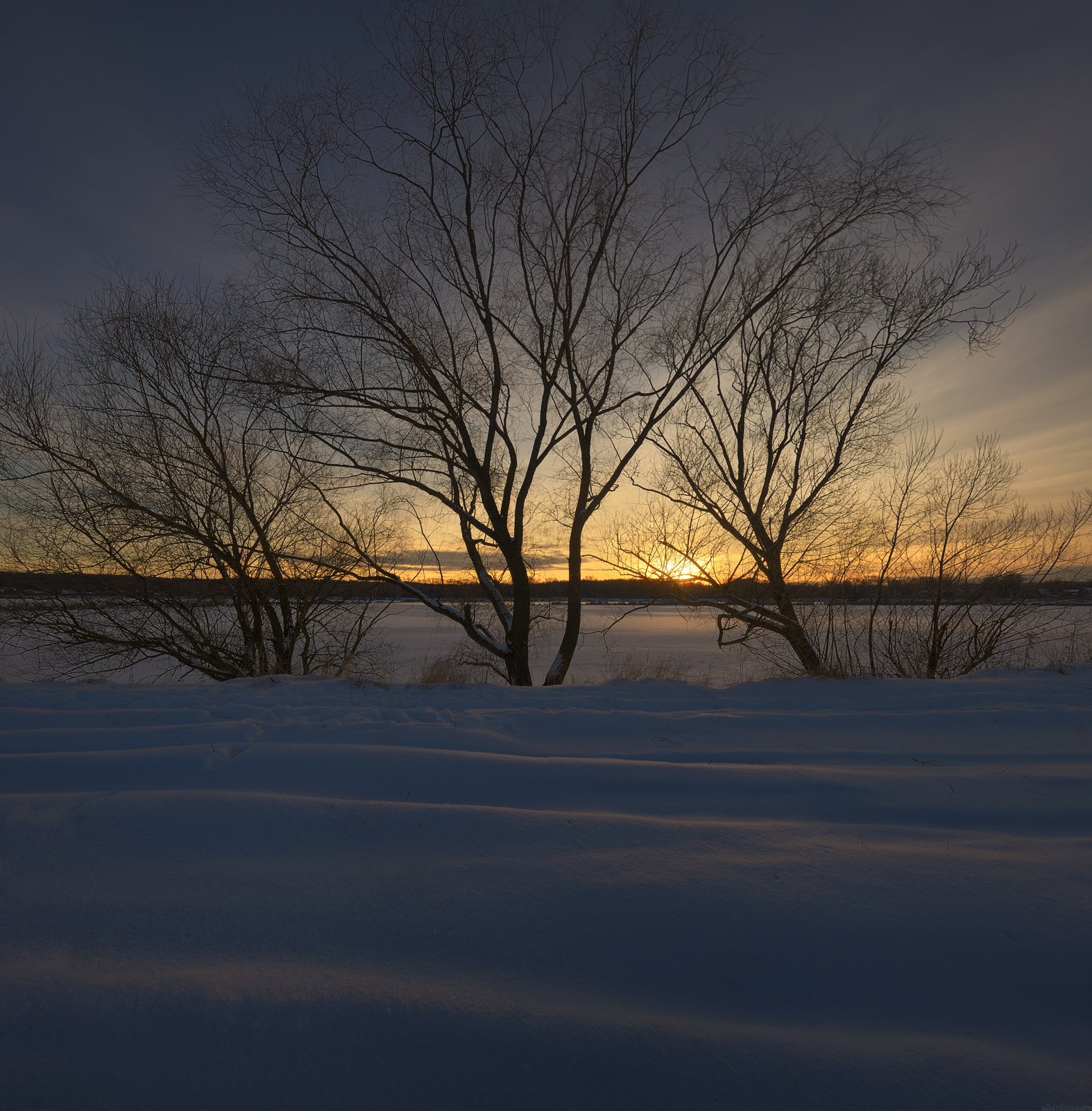 #снег #пейзаж #лес #подмосковье #дерево #закат #вечер #свет #чехов, Морозов Юрий