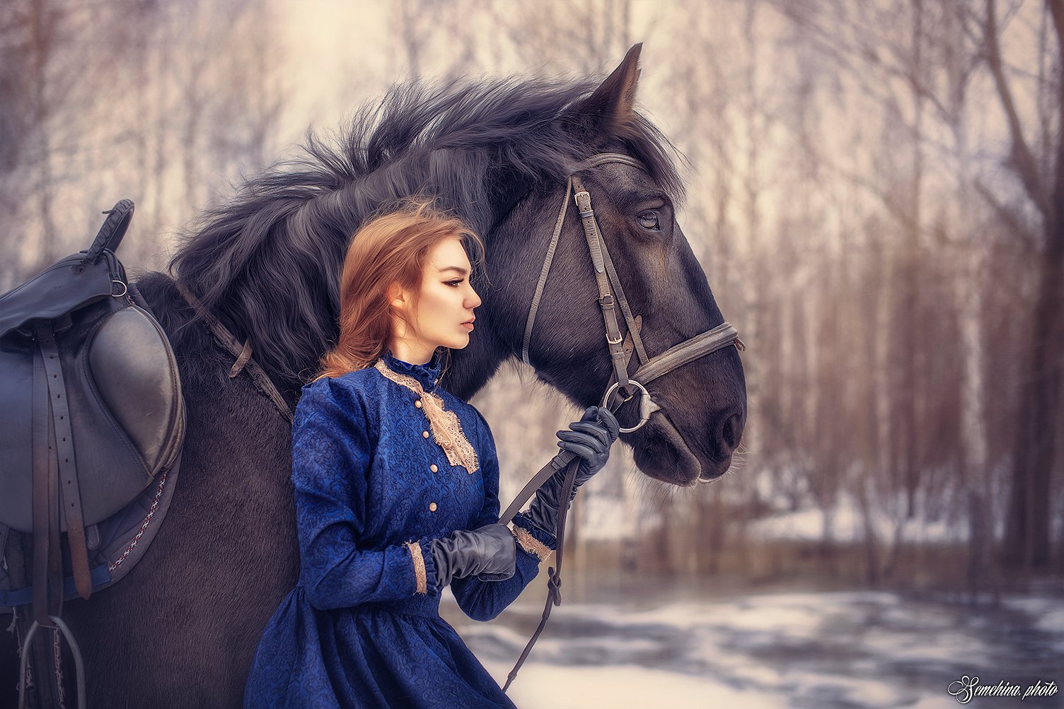 девушка лошадь винтаж, Марина Семёхина