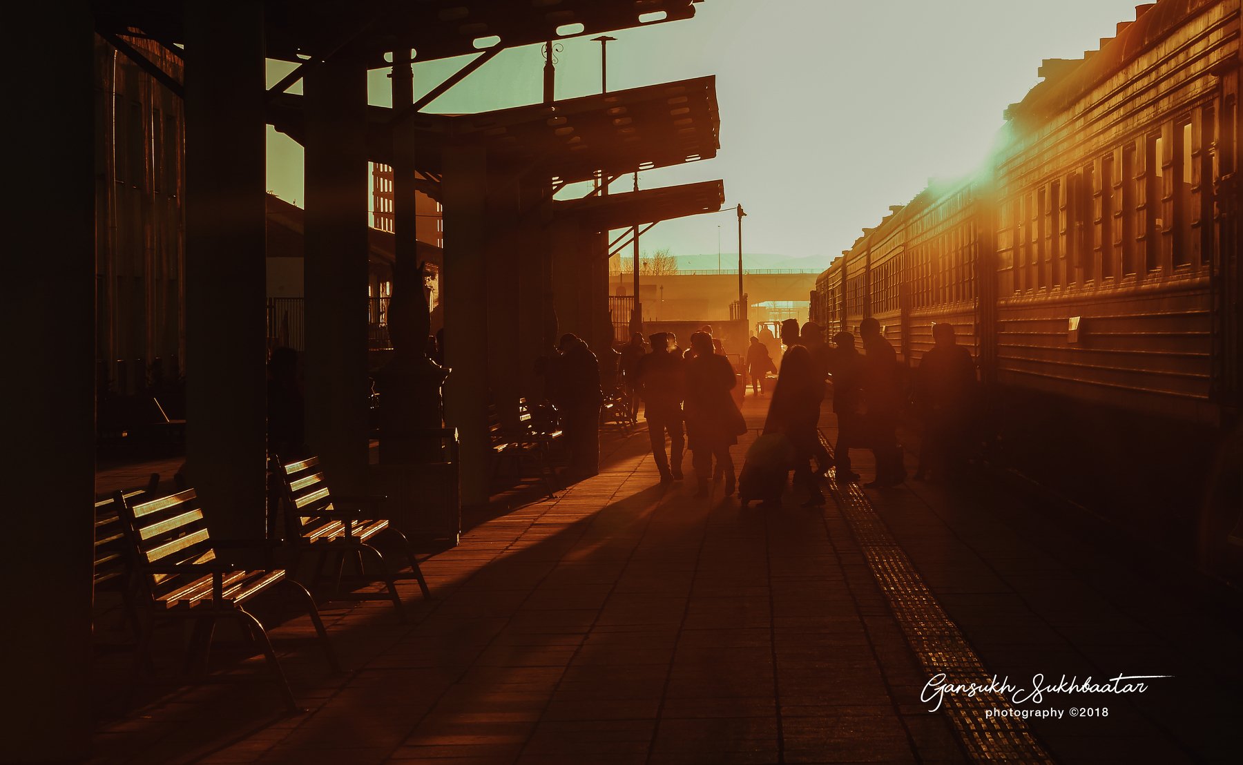 train,morning, sun shine,shine , Gansukh .S