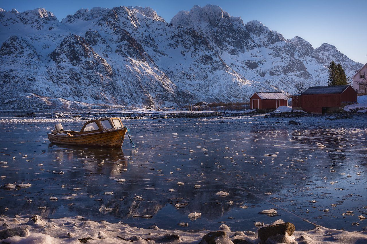 пейзаж, зима, лодка, норвегия, путешествия, фотопоездка, Жмак Евгений