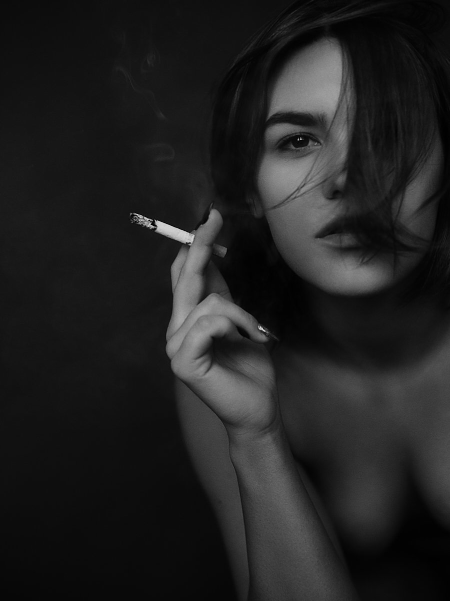 девушка, портрет, сигарета, чб, монохром, черное белое, Иван Копченов