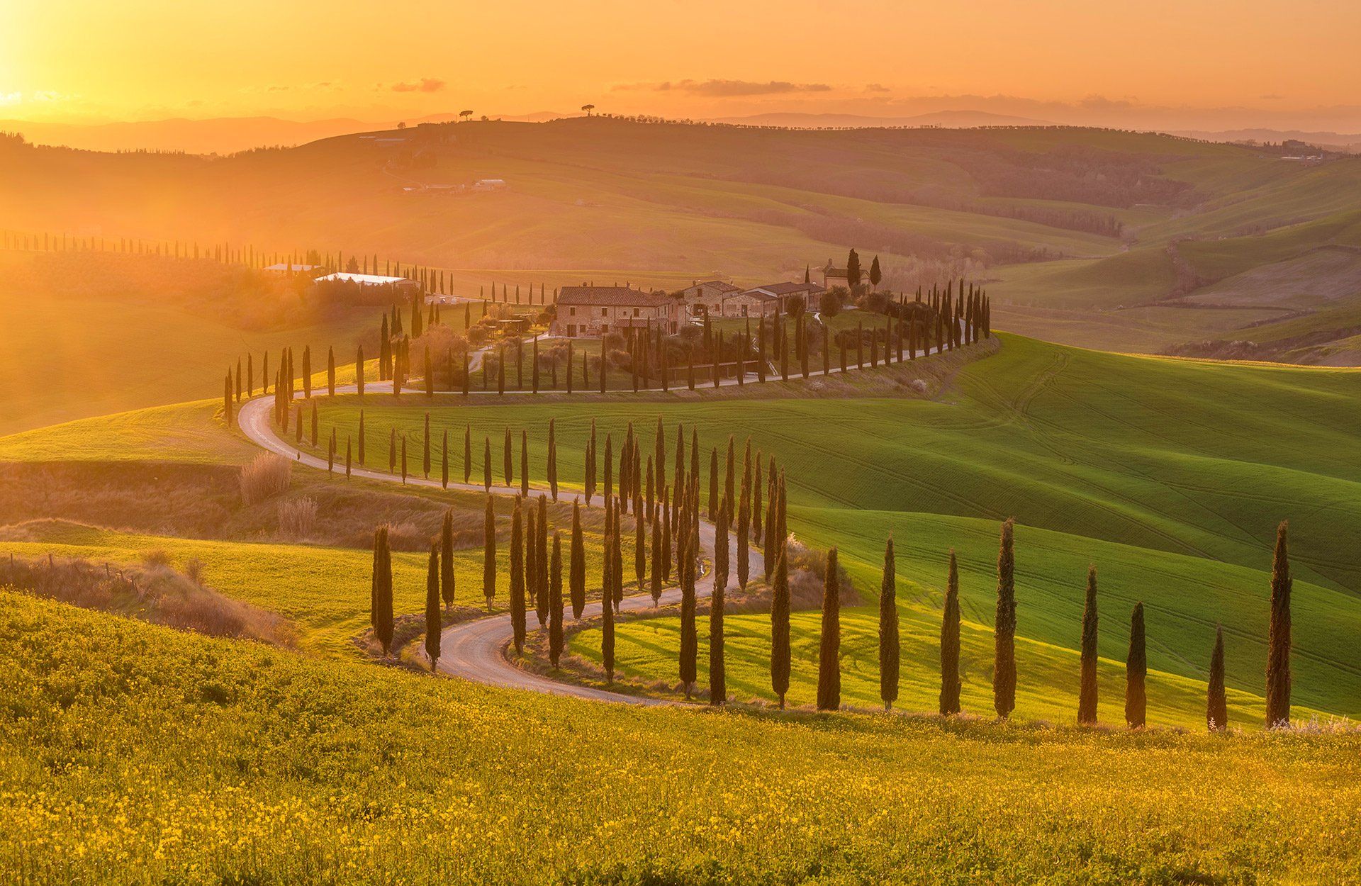 Tuscany, Crete Senesi, Italy, sunset, golden hour, Тоскана, cypress, Andrey Trifonov