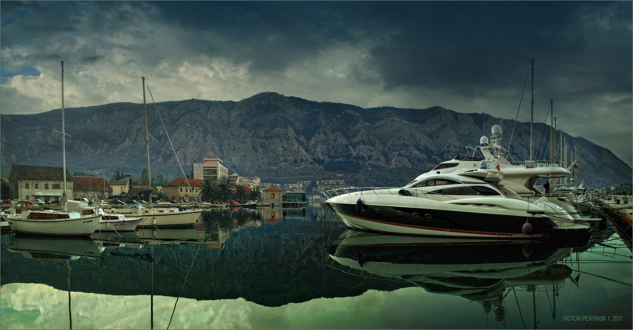 черногория, котор, яхты, вечер, тишина, путешествия, Виктор Перякин
