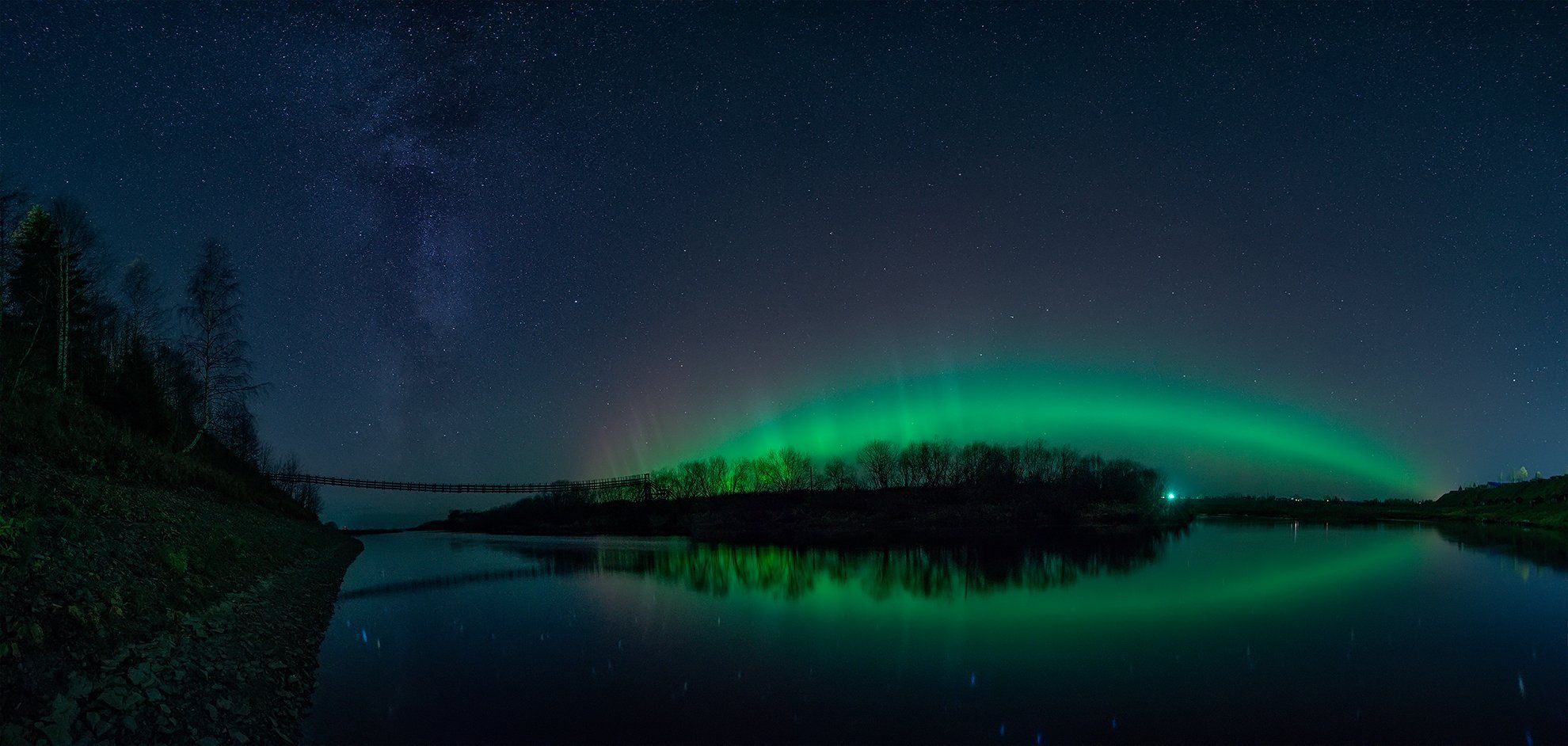 северное сияние, звезды, млечный путь, ночь, река,  верхняя тойма,  Aurora Borealis, stars, milky way, night, river, , Алексей Юницын