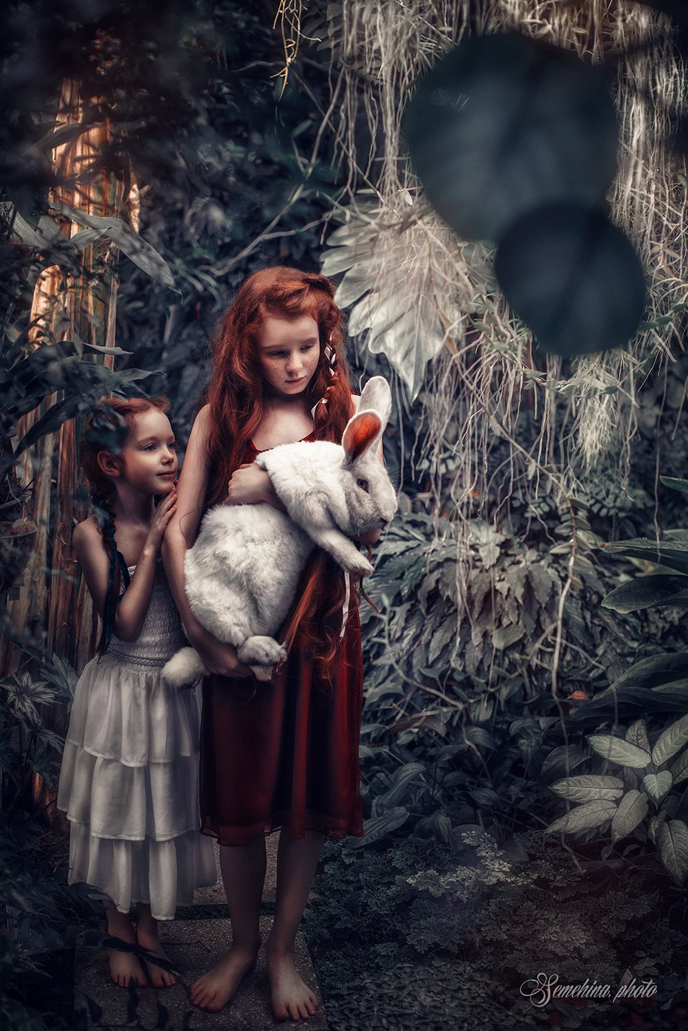 дети, кролик, белый кролик, girls, rabbit, white rabbit, ginger, children, Марина Семёхина
