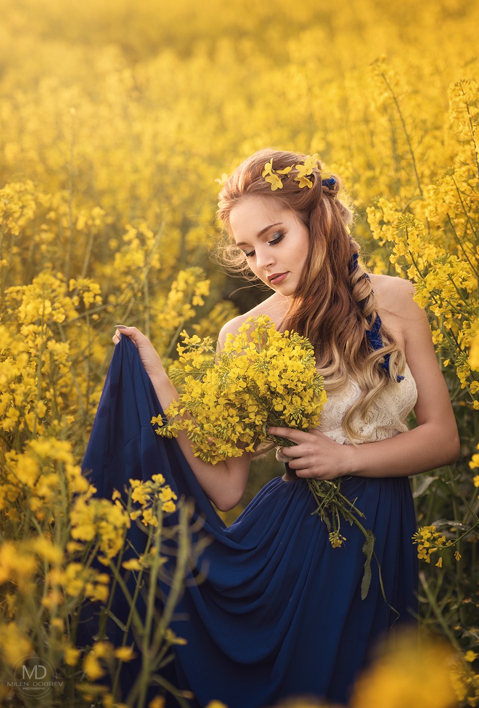 portrait, model, beauty, rapeseed, yellow, Милен Добрев