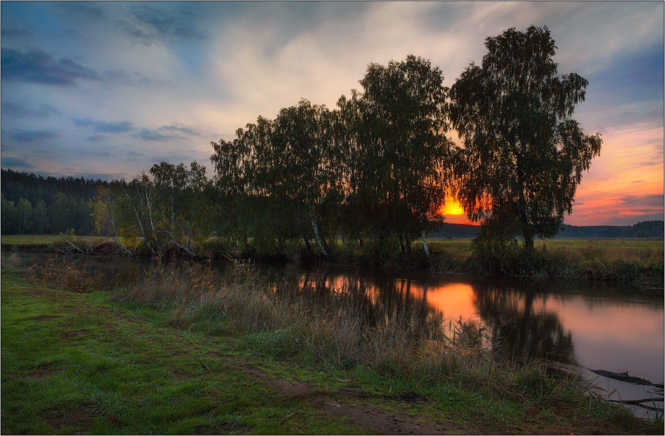 осень, река, рассвет,, Сергей Шабуневич