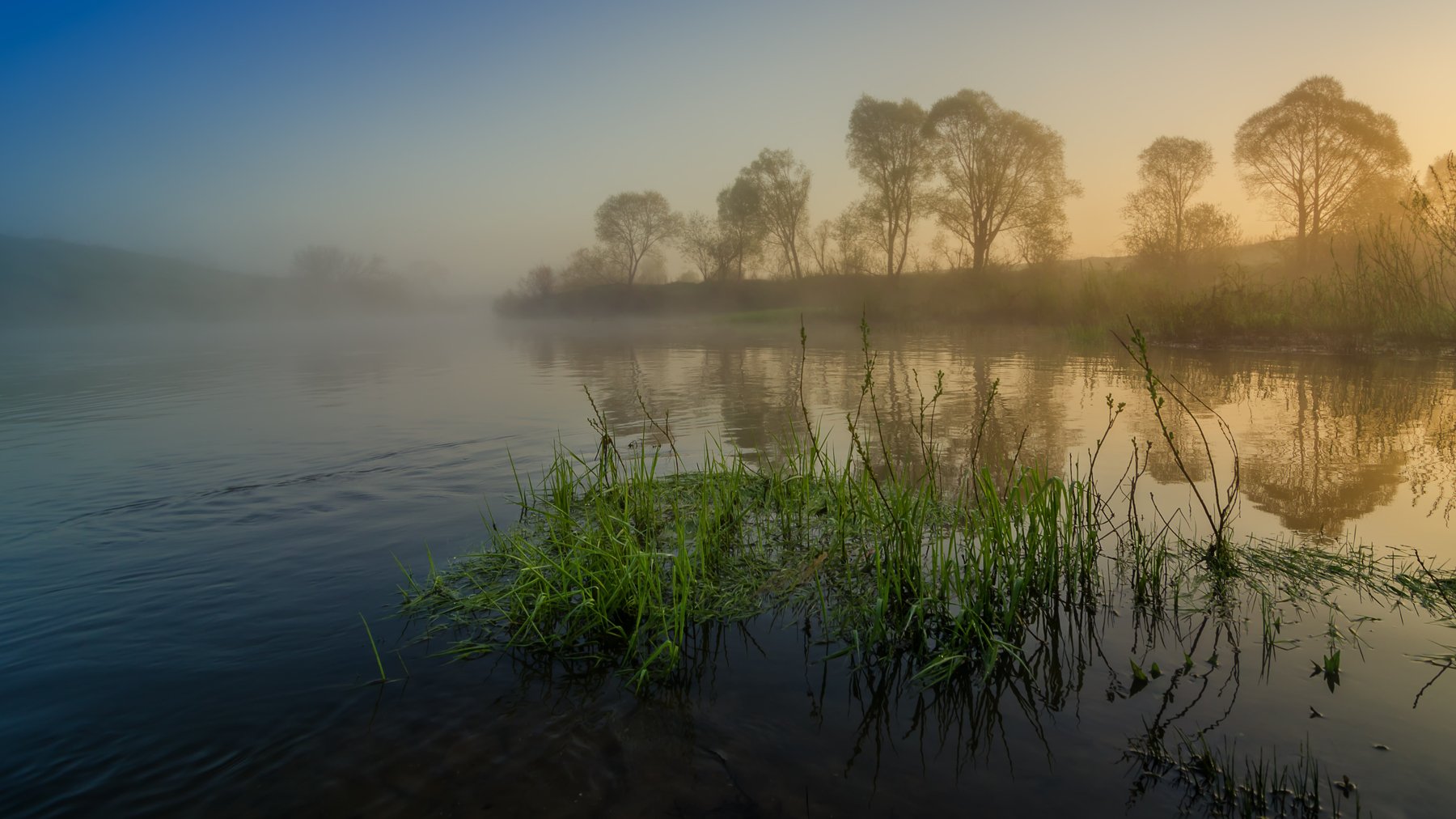 рассвет, природа, река, утро, весна, вода, туман, Виталий Левыкин