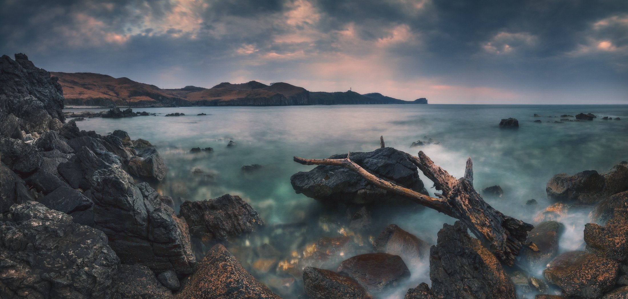 панорама, море, скалы, утро, Андрей Кровлин
