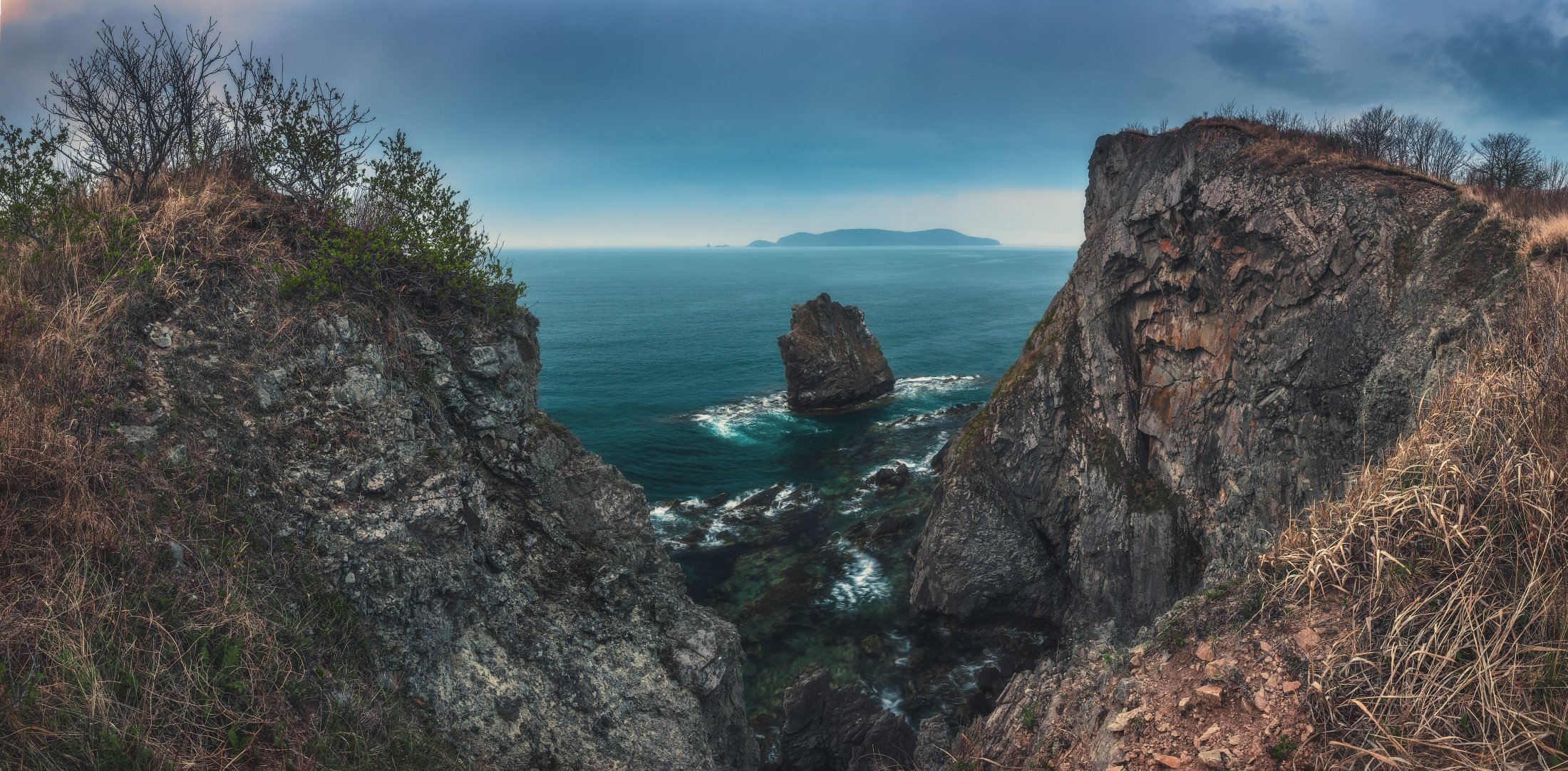 панорама, море, скалы, утро, весна, Андрей Кровлин