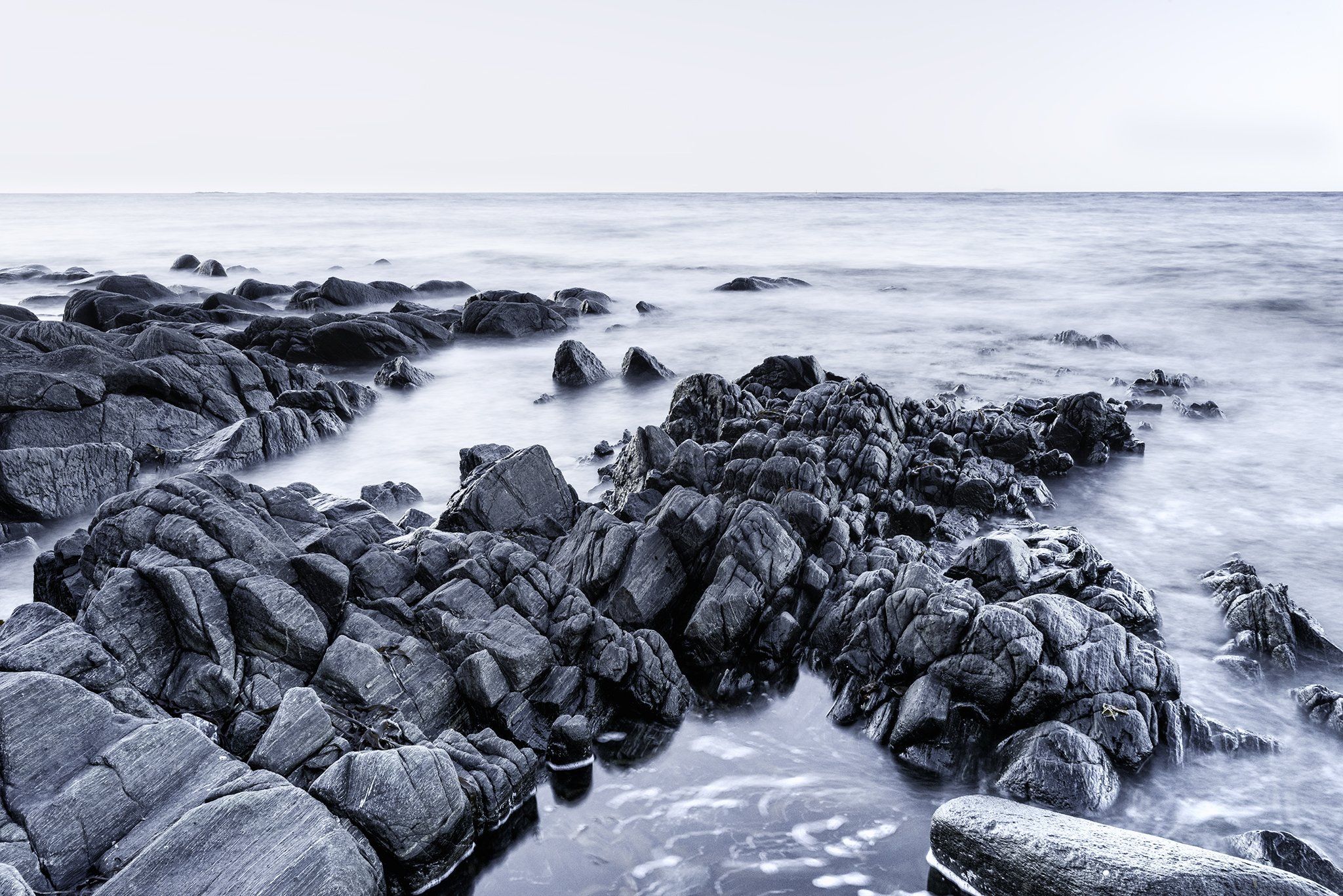 rocks, stones, landscape, cloudy, norway, sea, beach, light, high key, Sylwia Grabinska
