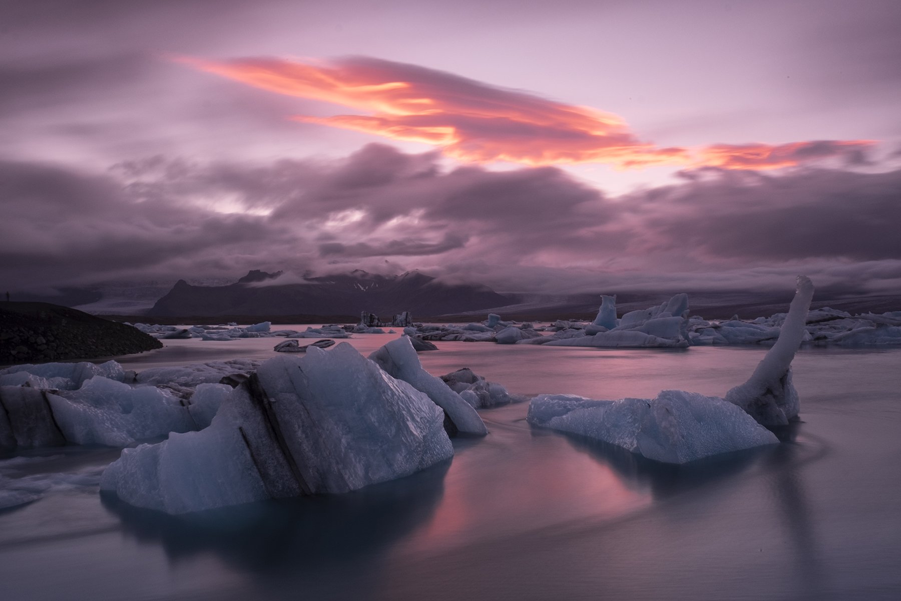 iceberg,iceland,sunset,ice,lake,clouds, Kobran