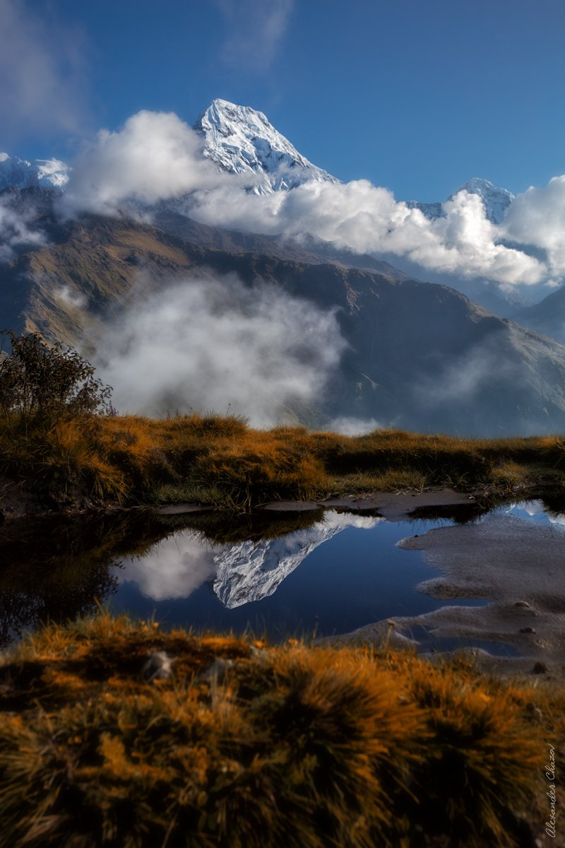 горы, облака, утро, гималаи, непал, аннапурна, Александр Чазов
