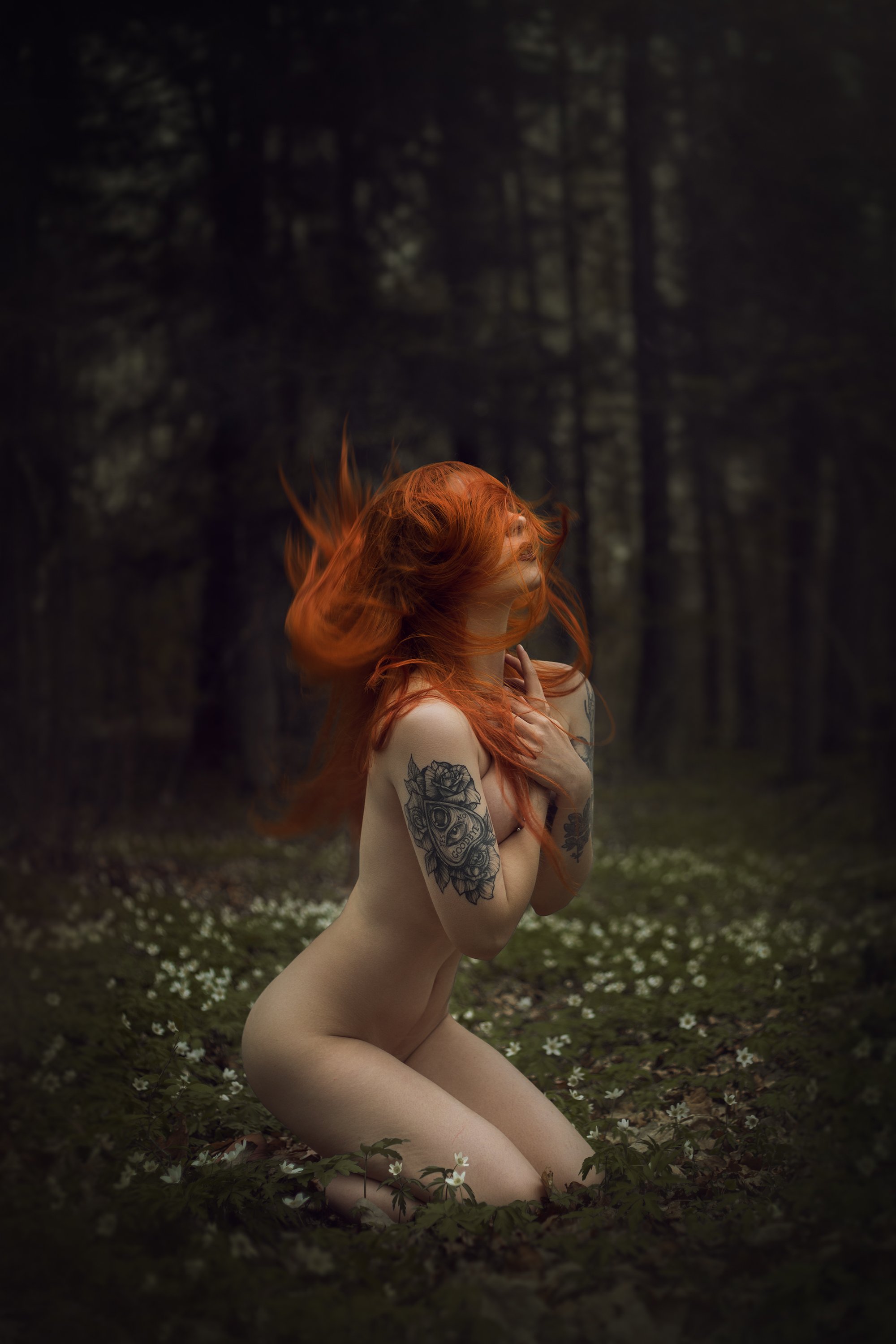 woman, nude, sensual, nature, ginger, Izabela Nowakowska