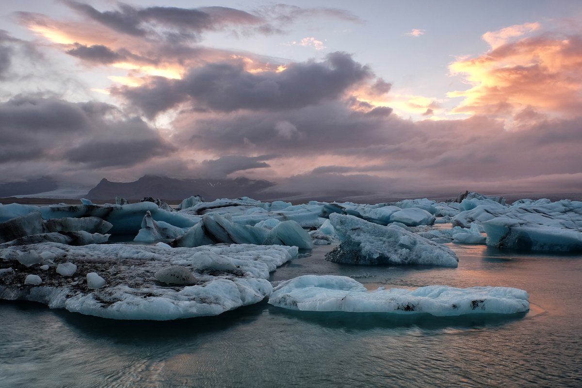 iceberg,iceland,sunset,ice,lake,clouds, Kobran