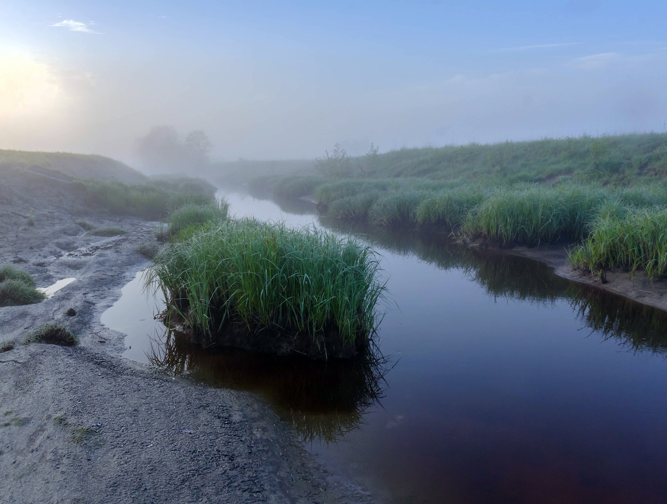 туман, утро, река, рассвет, Павел Ващенков