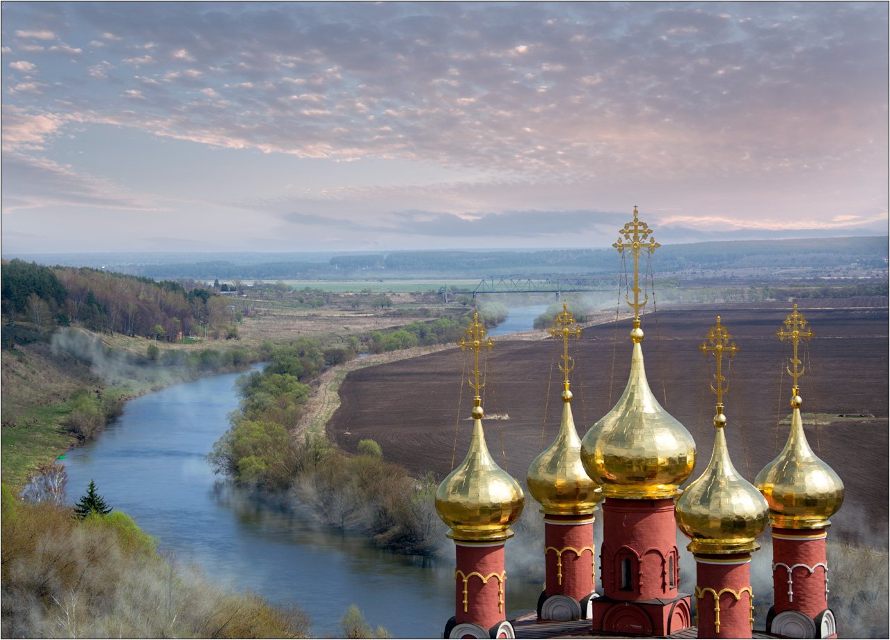 белёв храм купола монастырь спасо преображенский река ока, Boris Bort