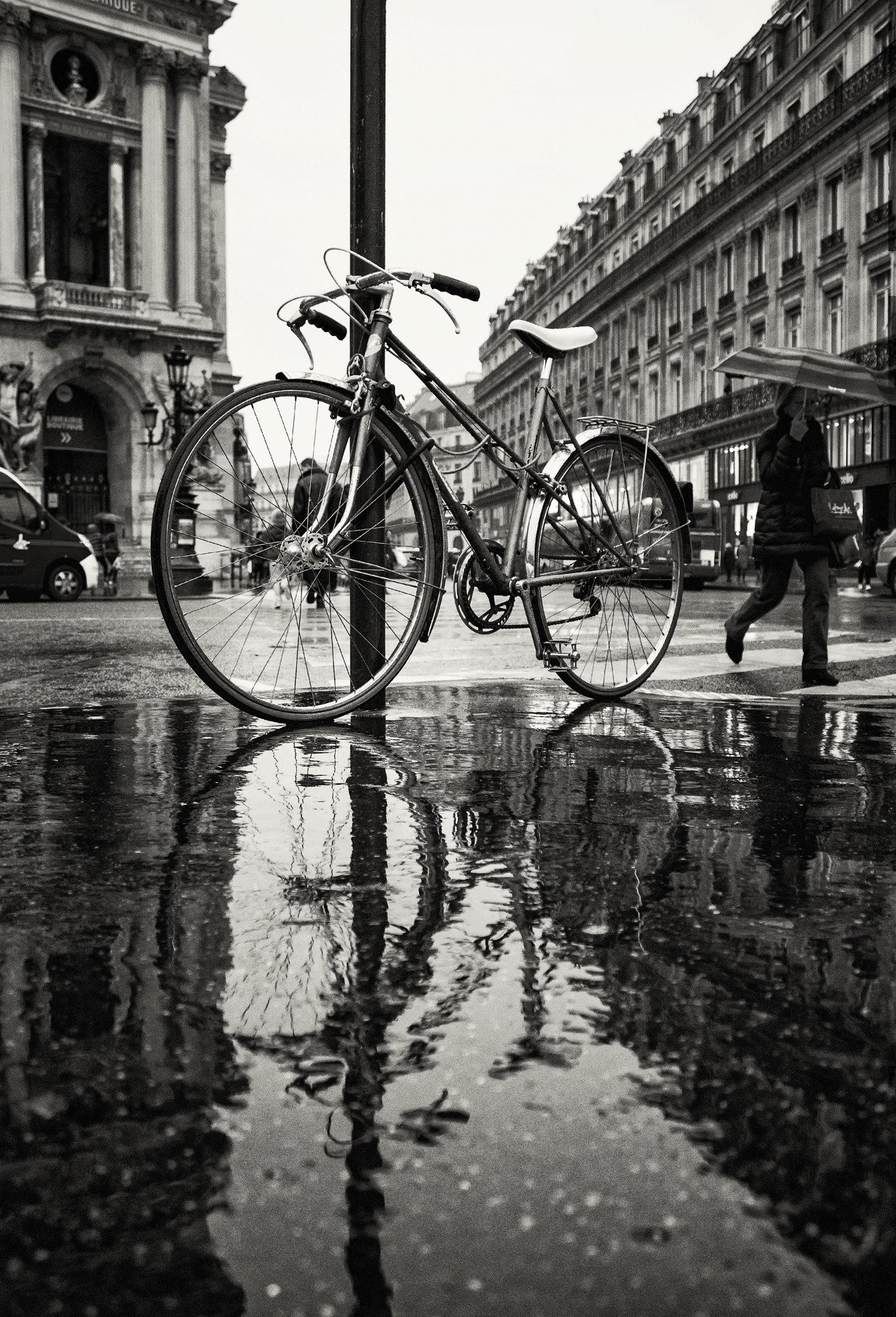 paris, cycle, rain, umbrella, puddle, reflex, france, париж, дождь, отражение, франция, зонт, лужа, Егор Бугримов