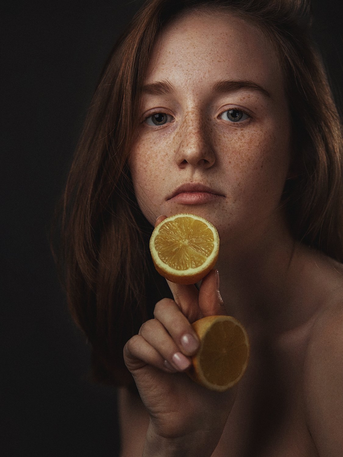 девушка, портрет, лимон, Иван Копченов