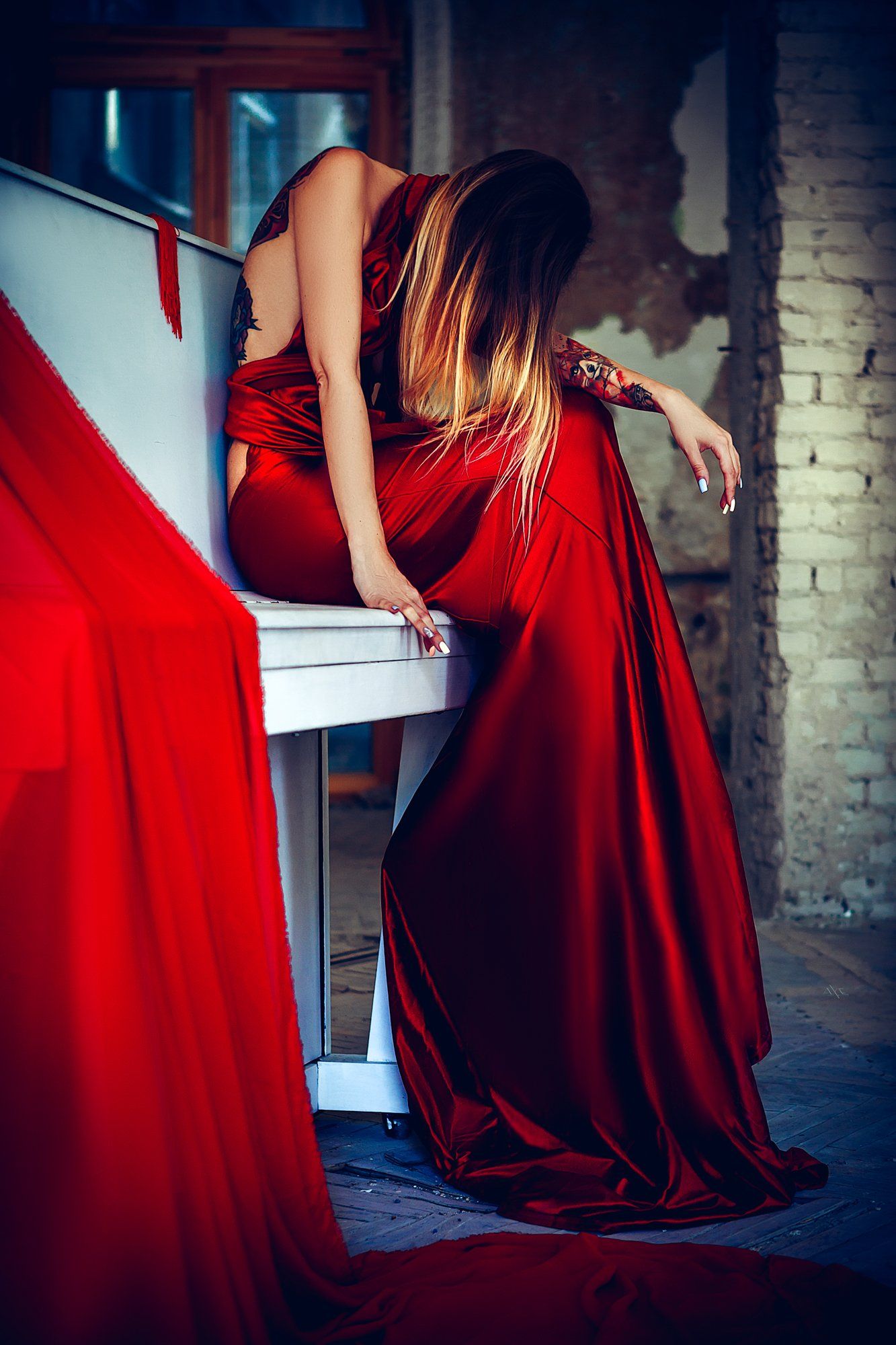 woman, portrait, fashion, art, beauty, dress, red, Руслан Болгов (Axe)