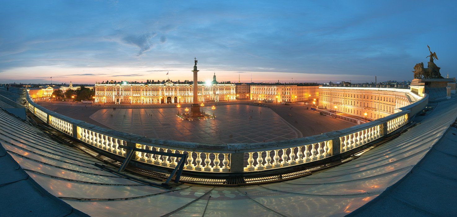 санкт-петербург, закат, вечер, дворцовая, площадь, эрмитаж, ген, штаб, арка, панорама, крыша, Сергей Лукс