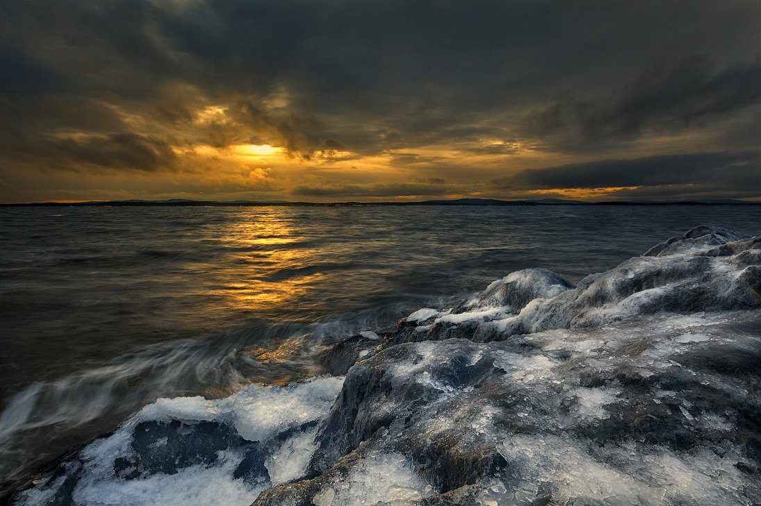 море, белое море, закат, вода, холодный, гранит, лёд, Алексей Черепанов