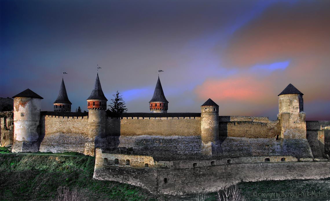 вечер,	закат,	замок, каменец-подольский, крепость,	украина, Melnik-oy Serg-N-