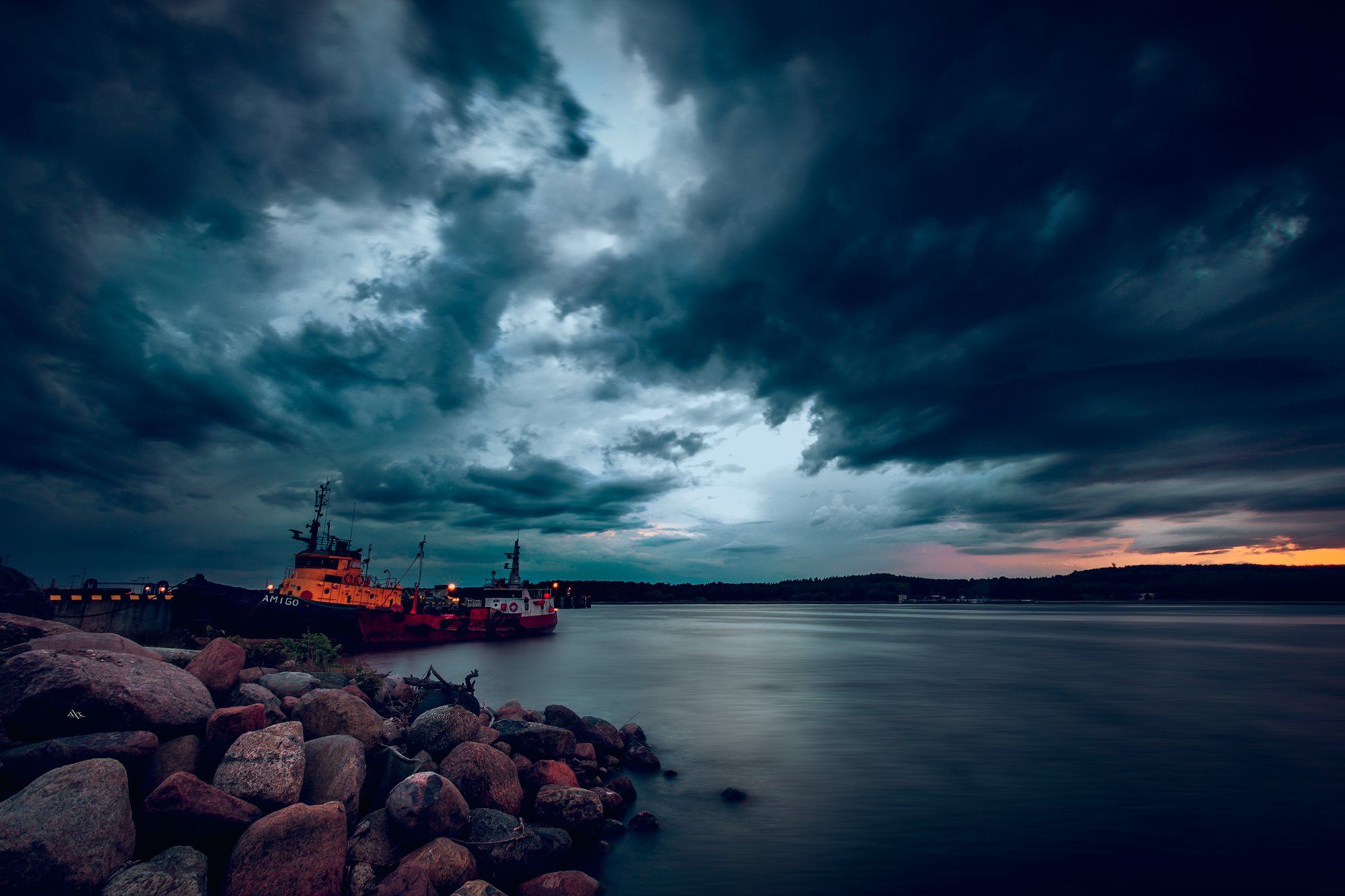 evenin, port, klaipeda, clouds, storm, landscape, Руслан Болгов (Axe)