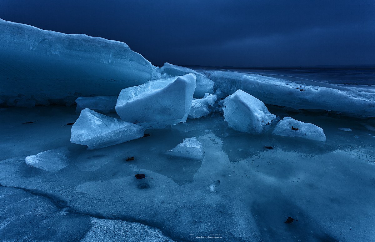 лёд, море, ледоход, синий, холодный, вечер, Алексей Черепанов