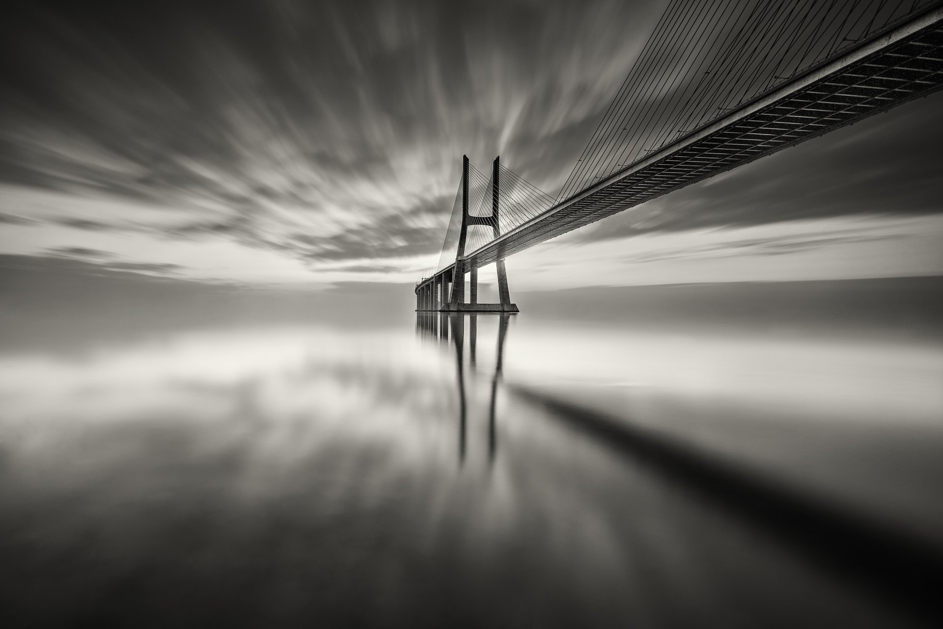 Hugo, Só, HugoSó, Nikon, d810, NikonD81, PVG, Lisboa, Lisbon, Portugal, Europe, Bridge; rio, River, Tagus, TagusRiver, Water, Clouds, LongExposure, Hugo Só