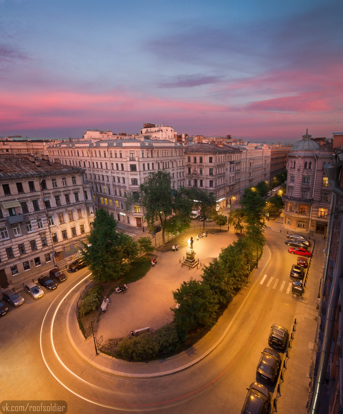 Петербург, крыша, закат, сквер, лето, Санкт-Петербург, архитектура, Голубев Алексей