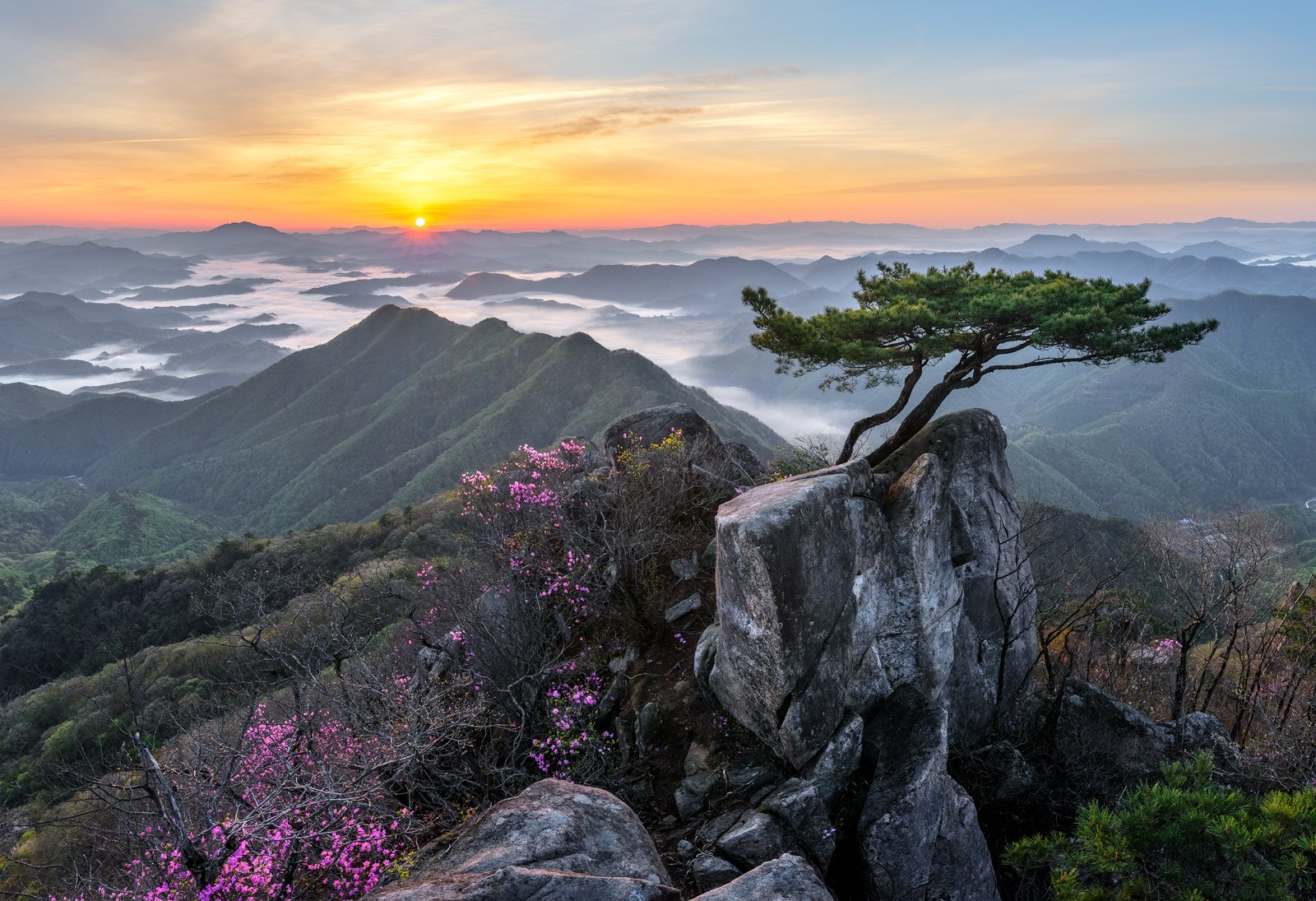 mountain range, daedunsan, rugged,  sunrise, Jaeyoun Ryu