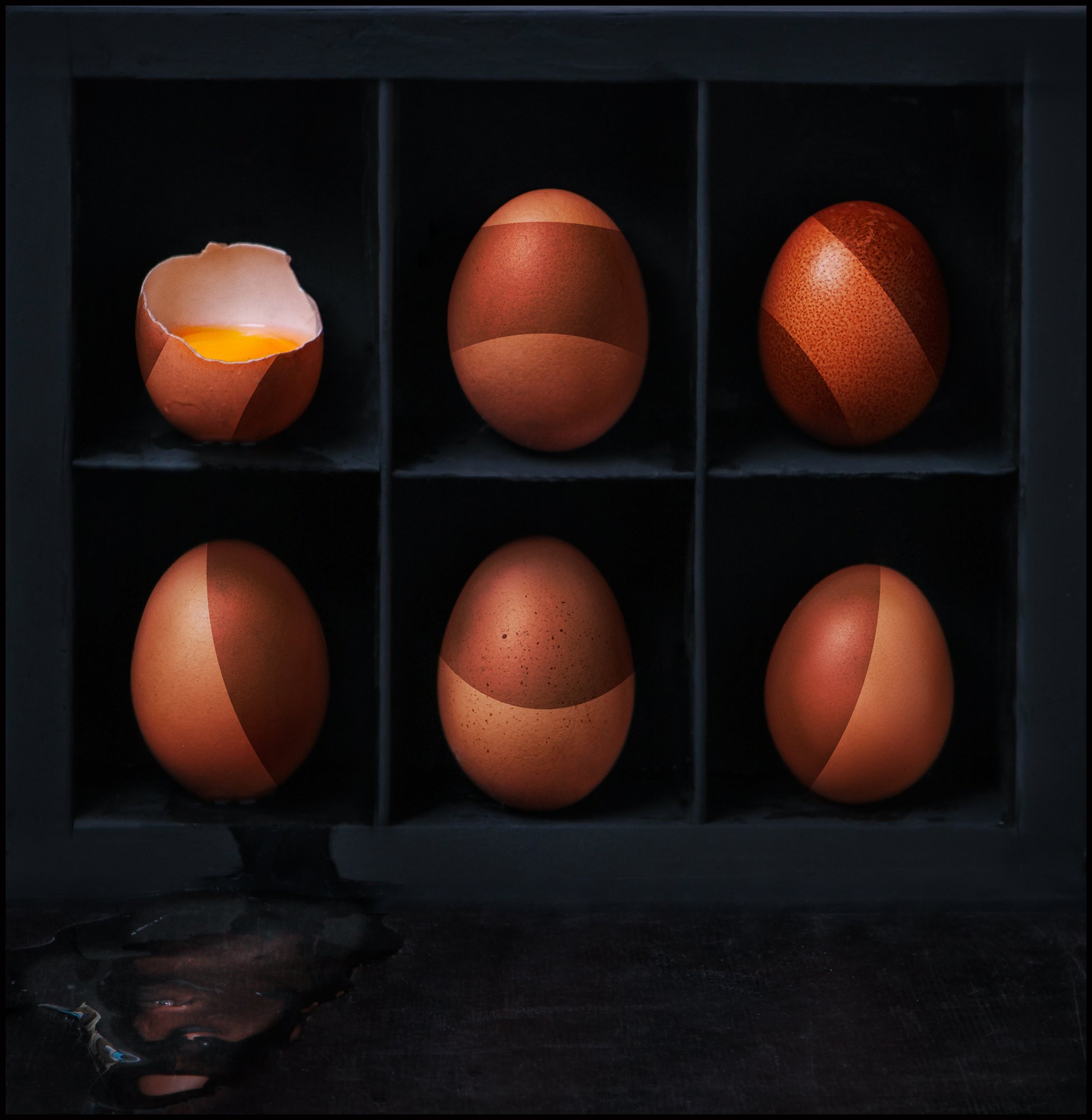 яйцо, разбитое, еда, натюрморт, черный, Наталья Голубева