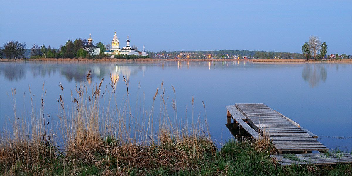 утро, озеро, монастырь, рассвет, Andres Ganenkoff