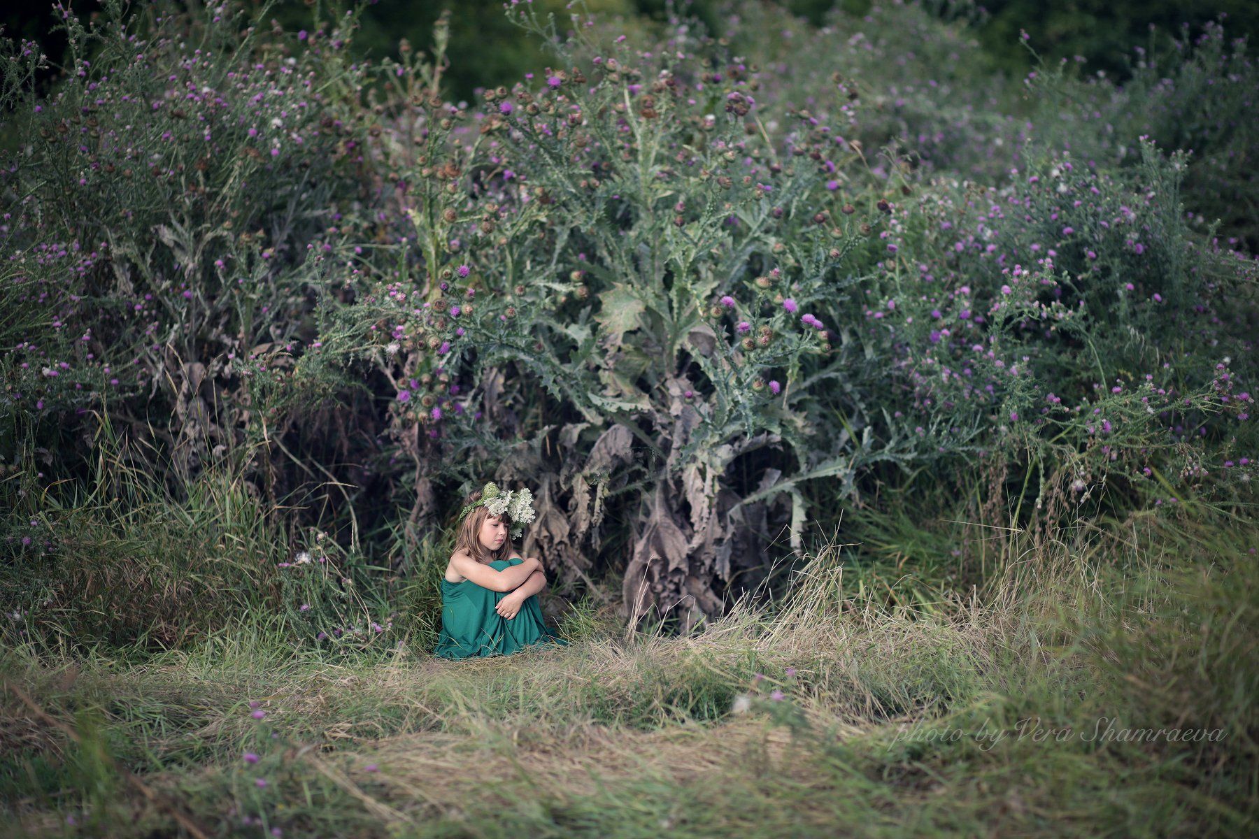 лето, репейник, фото девочки в лесу, Вера Шамраева