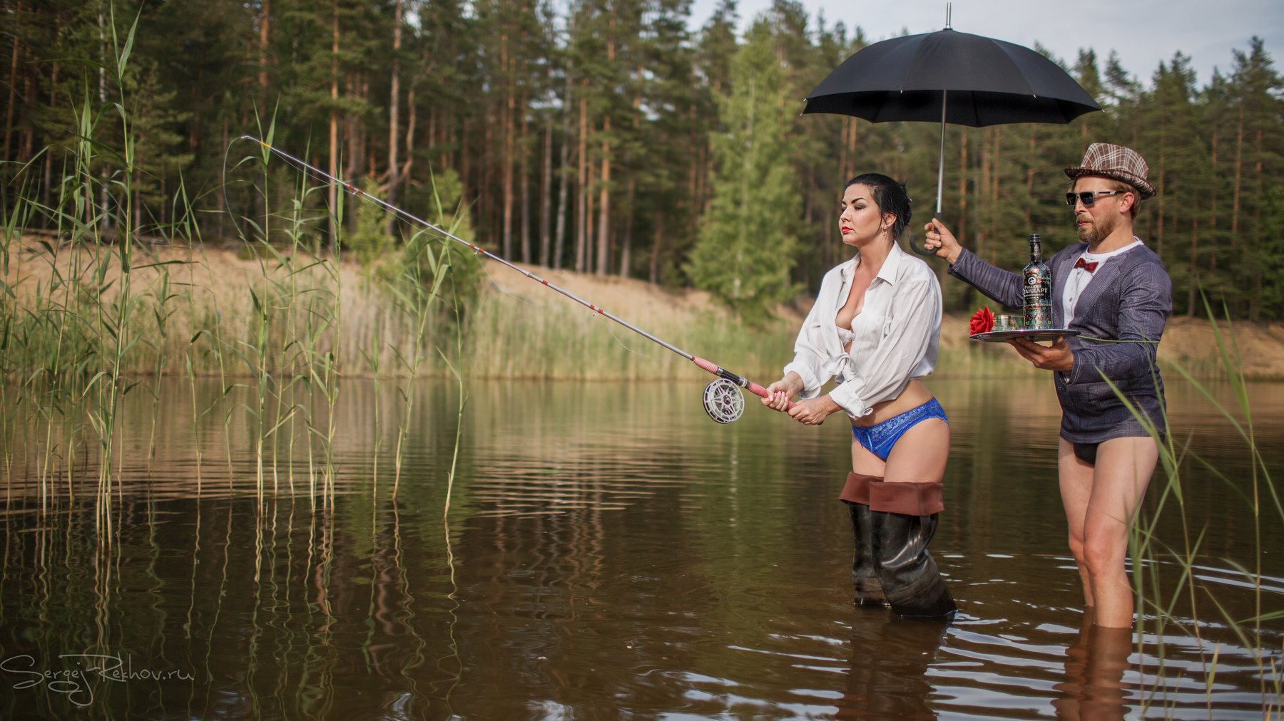 рыбалка, лето, река, девушка, Сергей Рехов