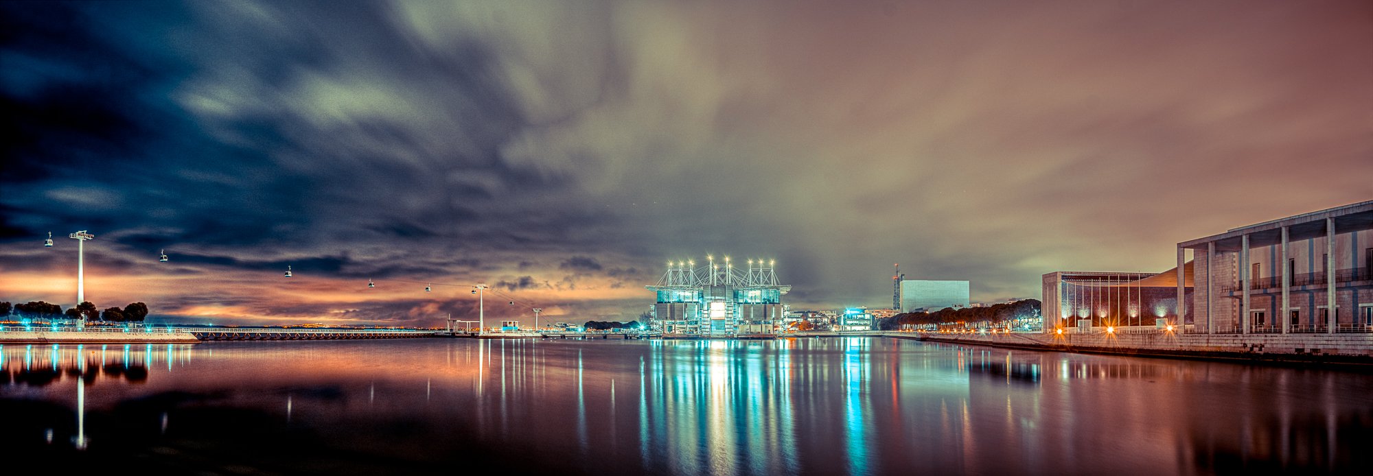 Lisbon, nightscape, cityscape, panorama, colors, wide, cloudscape, longexposure, Antonio Coelho