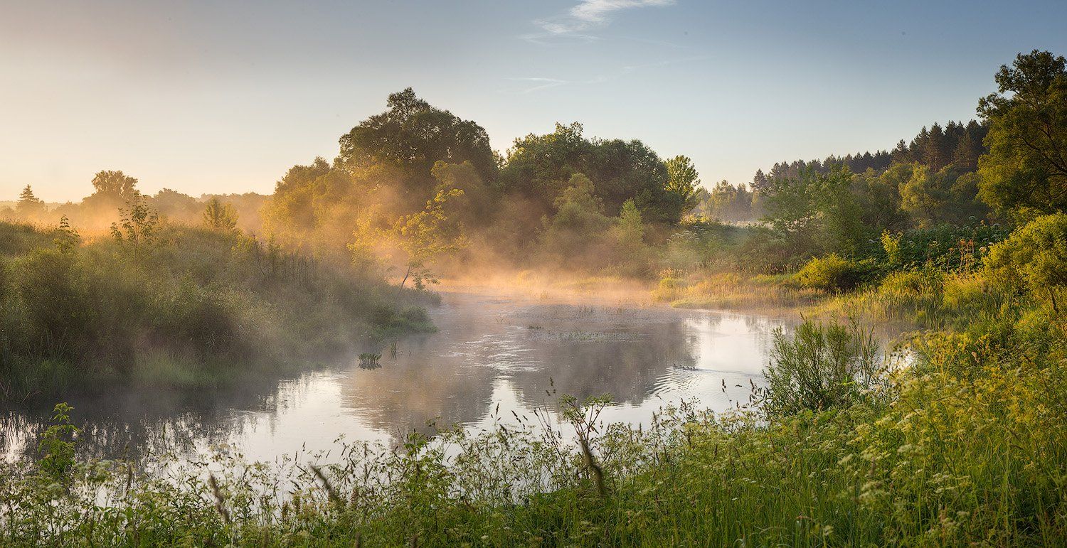 landscape, nature, morning, sun, river, fog, утро, река, пейзаж, природа, Голубев Дмитрий