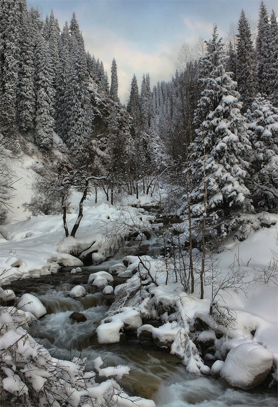 речка,горы,зима, SkorovS