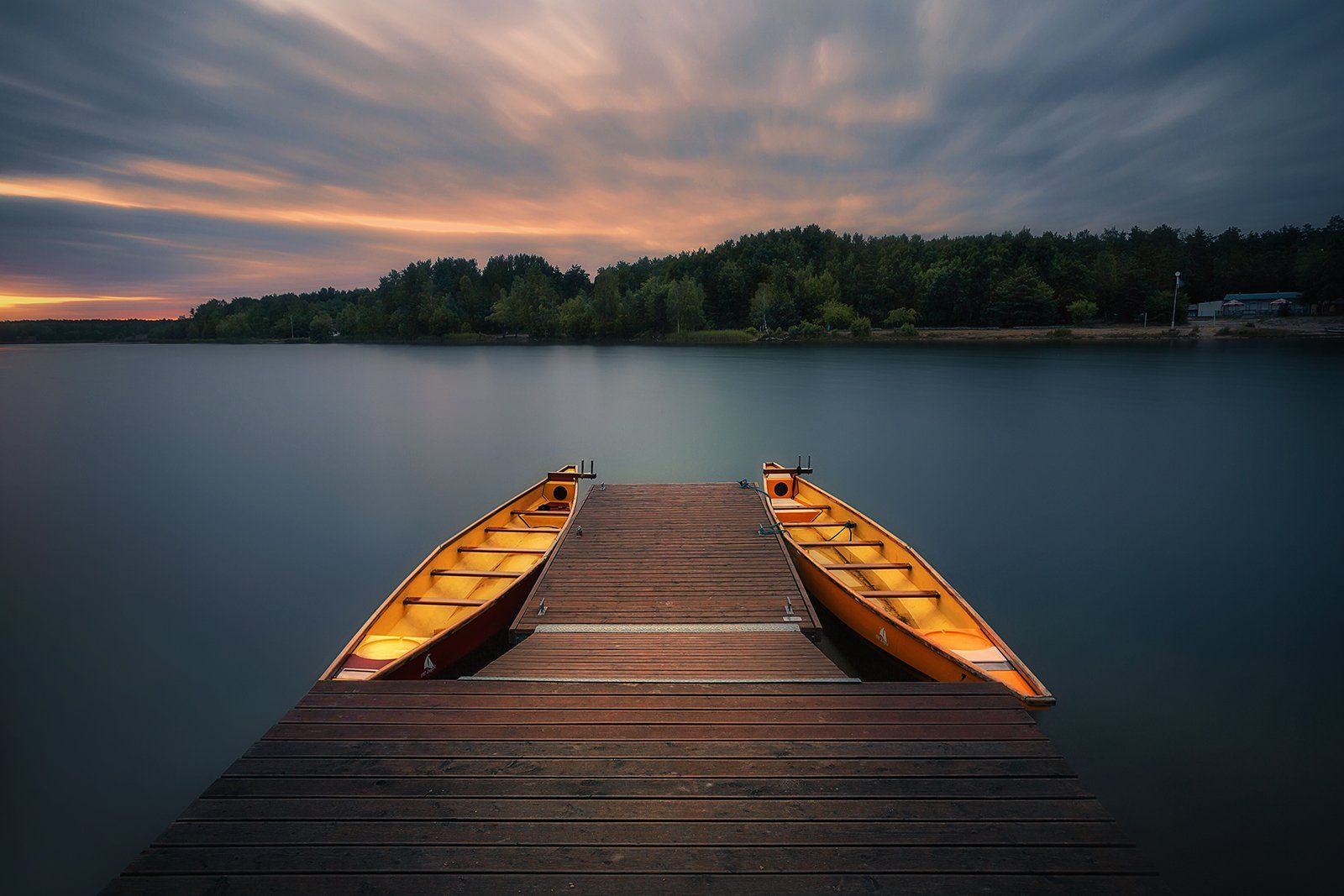 lake, long exposure, sunset, sunrise, clouds, colors, boats, boat, pier, Patrycja Towarek