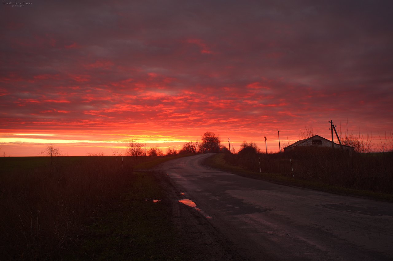 пейзаж,природа,закат,небо,весна,дорога, Taras